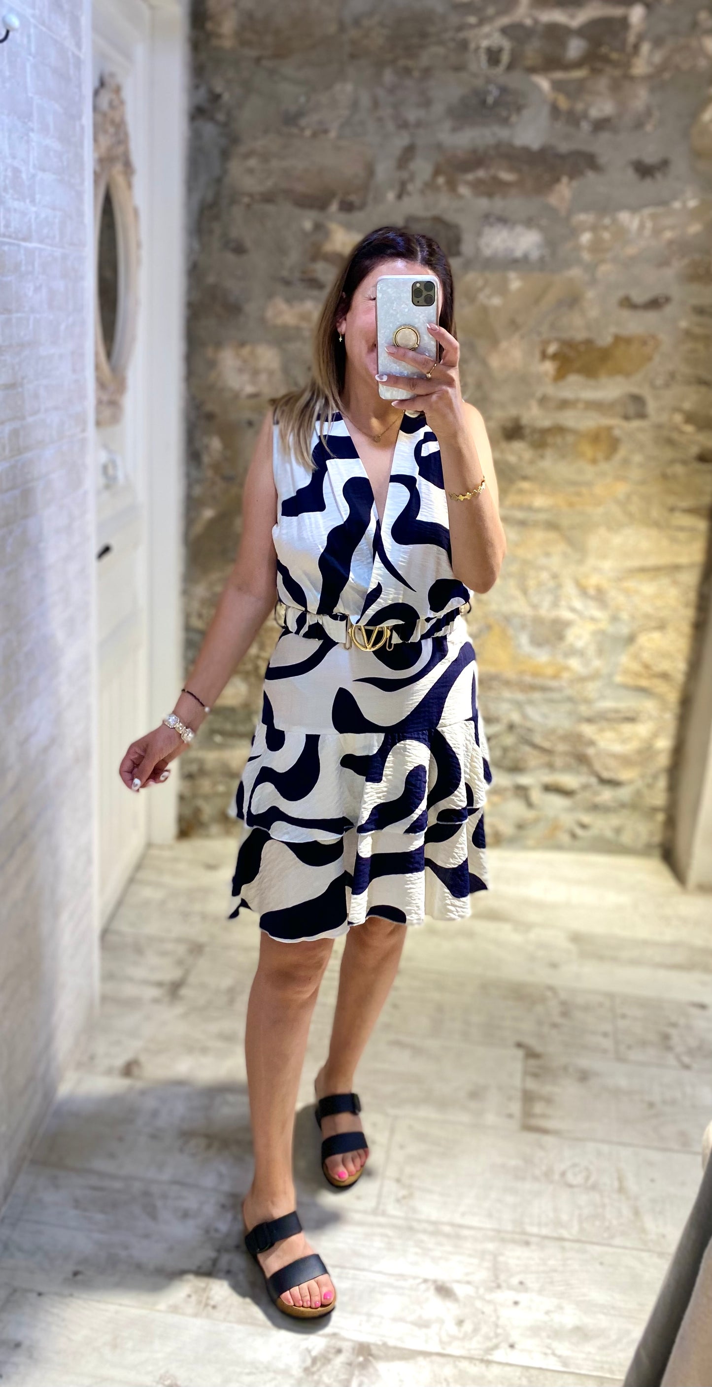 Vestido Estampado con Cinturón - Veronique