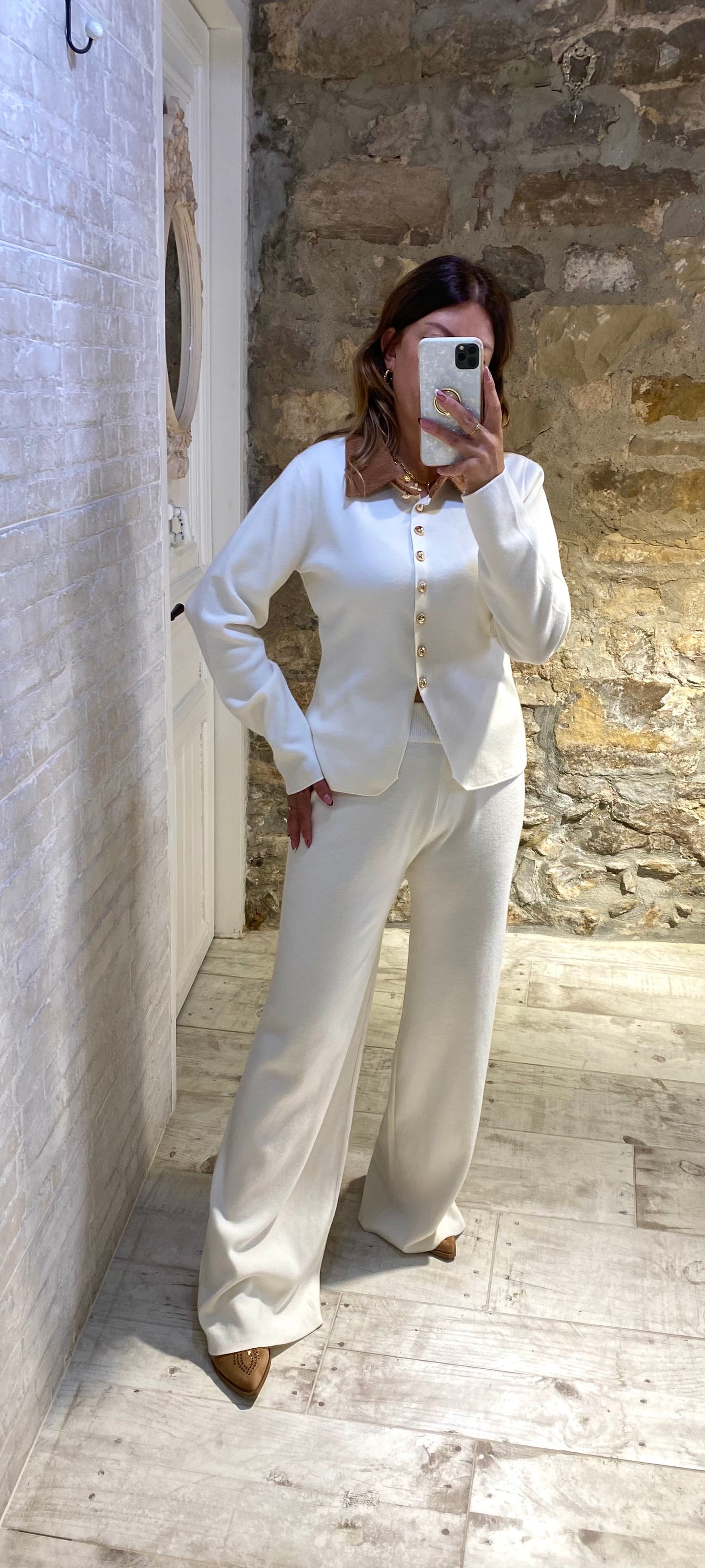 Conjunto Blanco Nadia cuello pana - Veronique