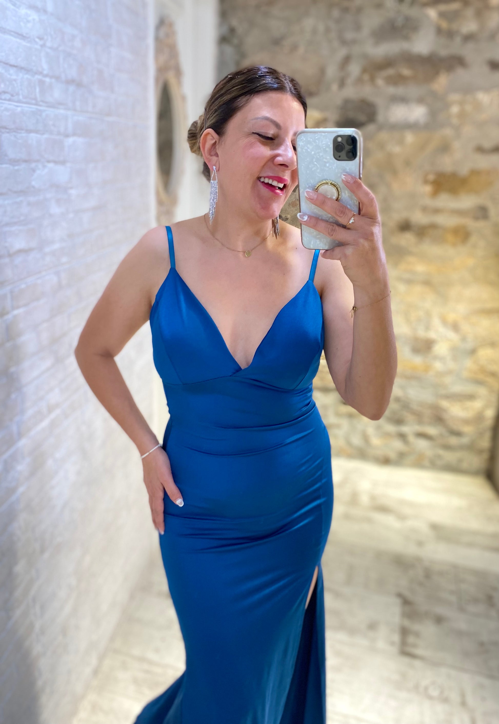 Vestido Largo Elena (Azul verdoso) - Veronique