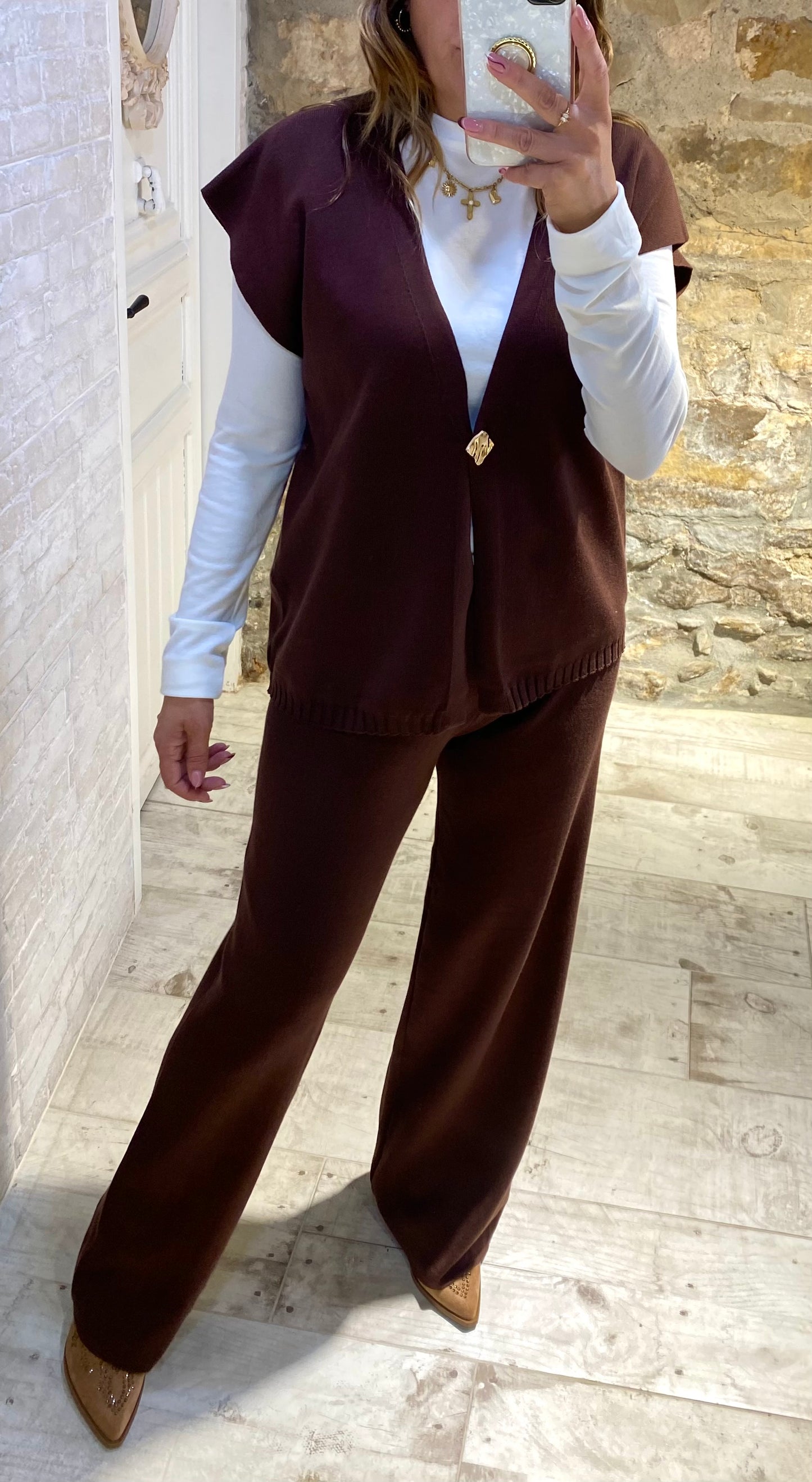 Conjunto Chocolate, chaleco 3 piezas - Veronique