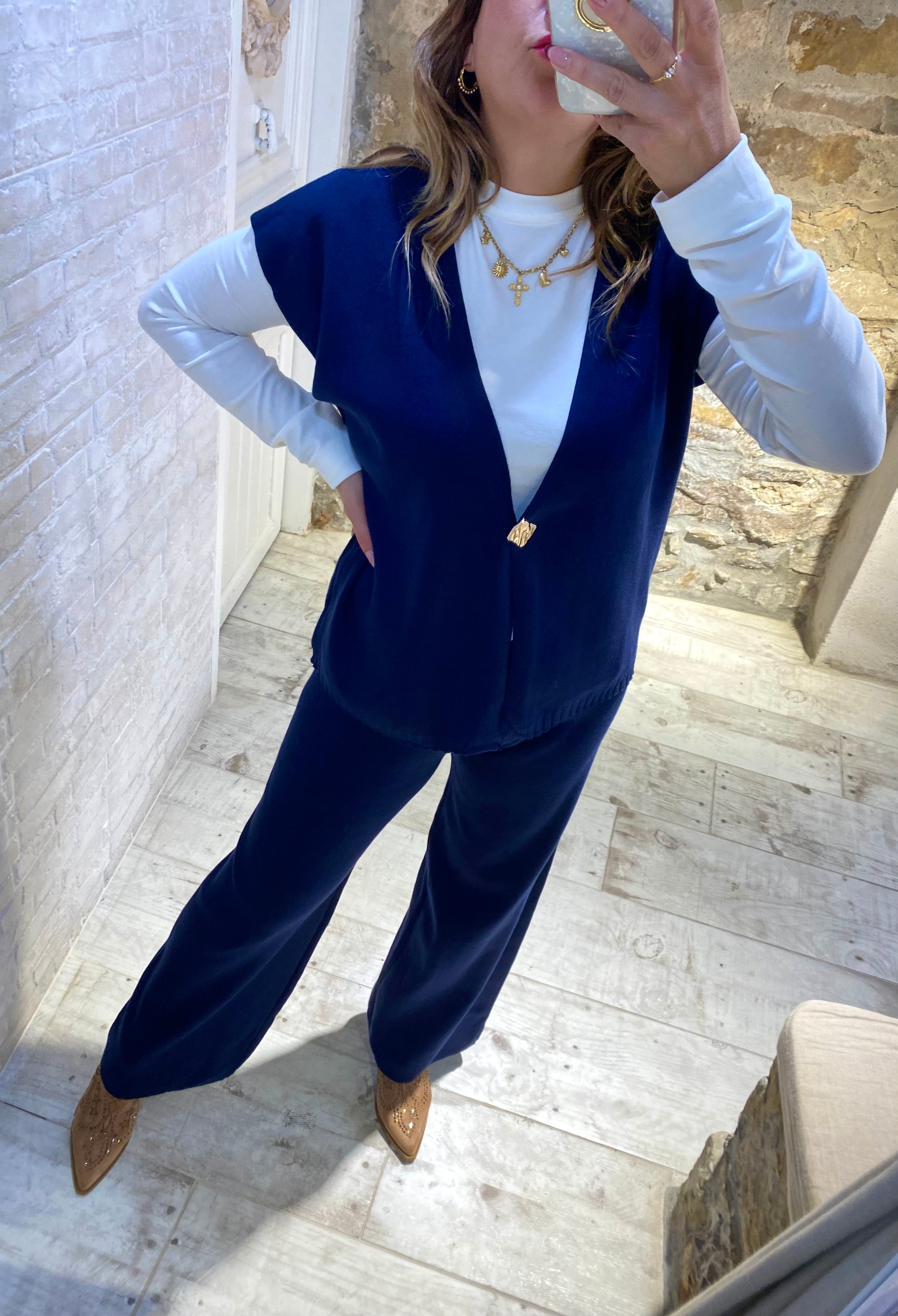 Conjunto Azul , chaleco 3 piezas - Veronique