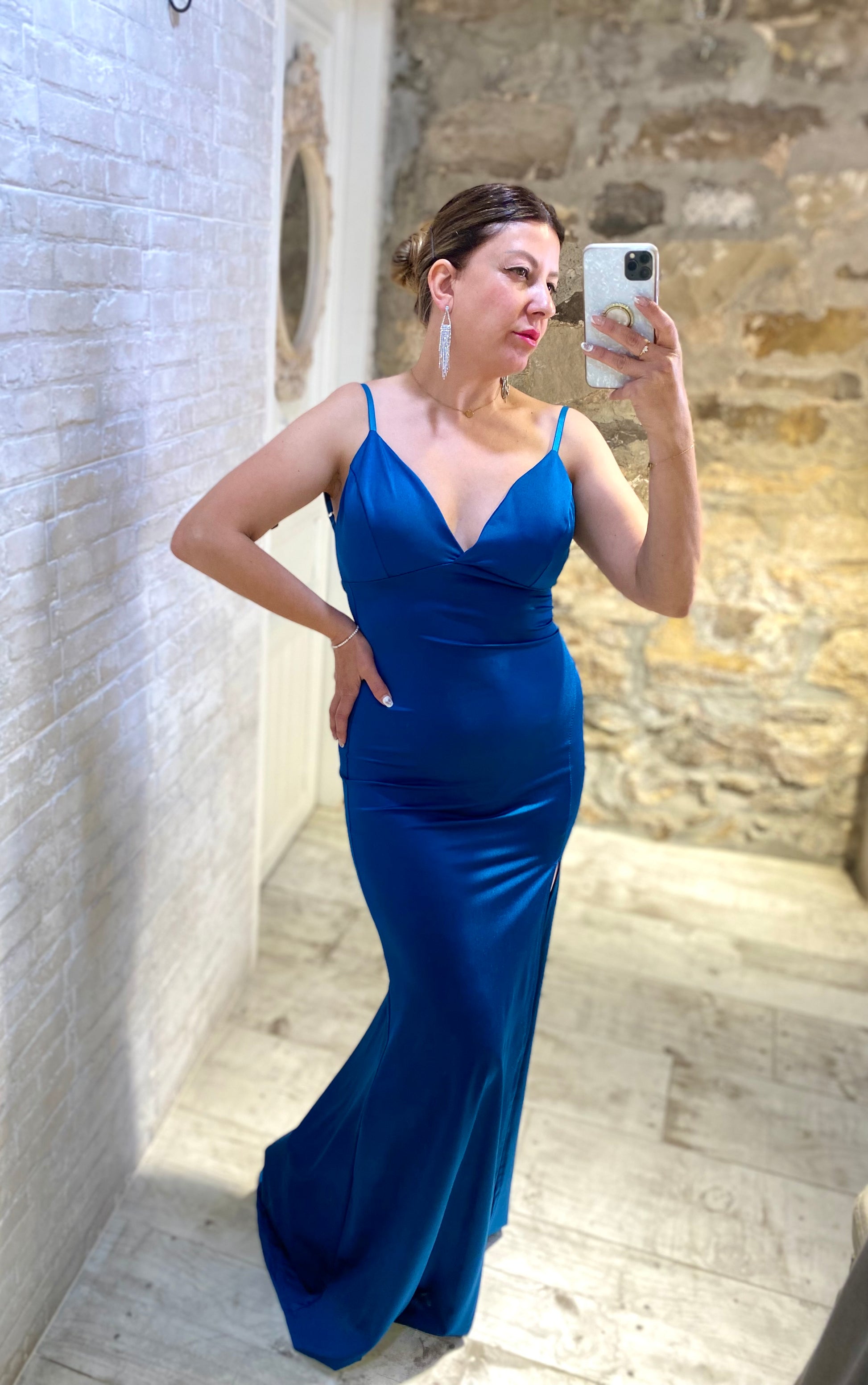 Vestido Largo Elena (Azul verdoso) - Veronique