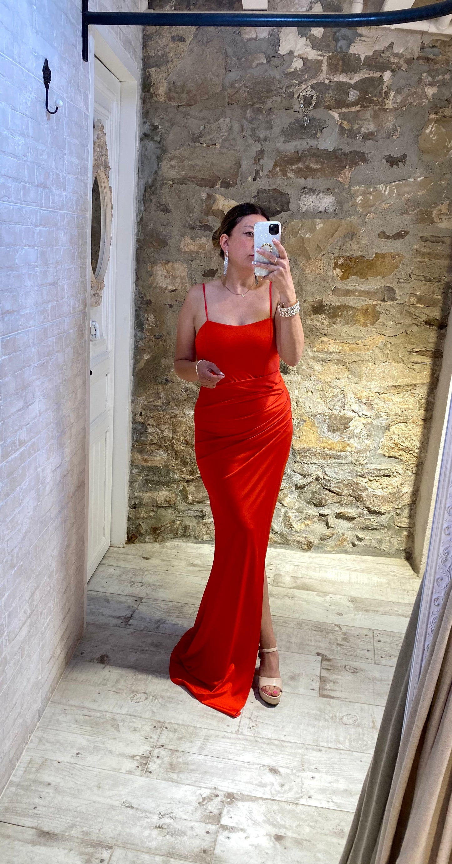 Vestido Rojo Largo fruncido Culete - Veronique
