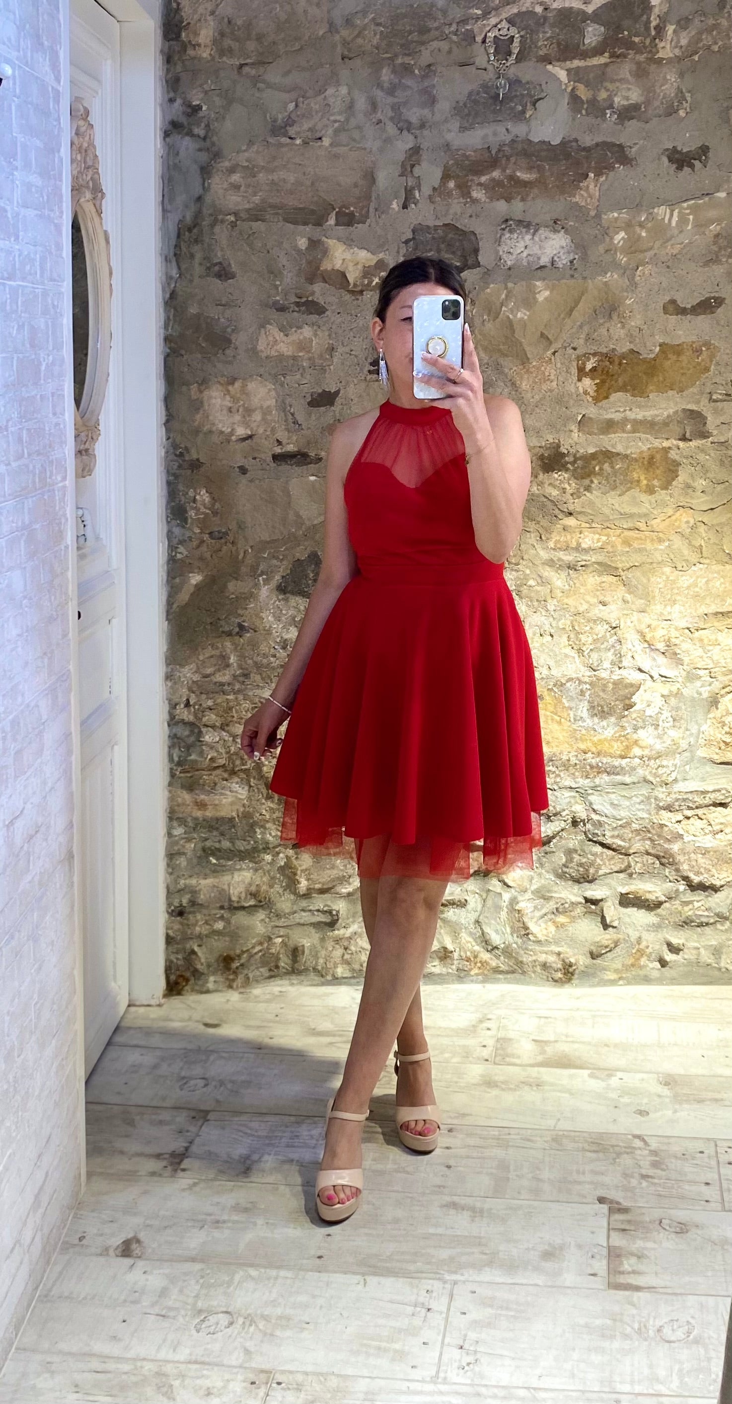 Vestido Leidy Rojo con volantes - Veronique