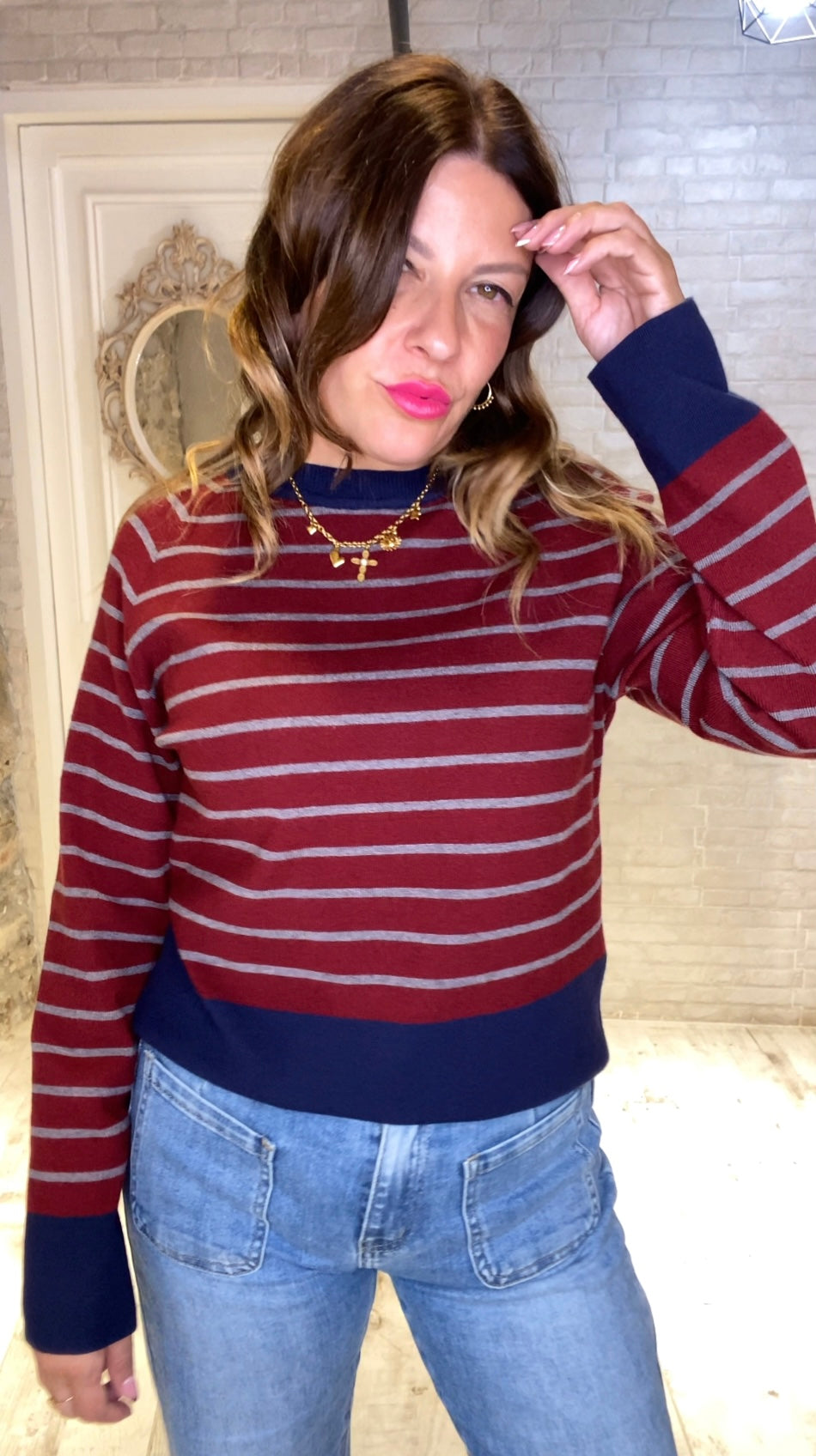 Jersey de Rayas Burdeos - Veronique