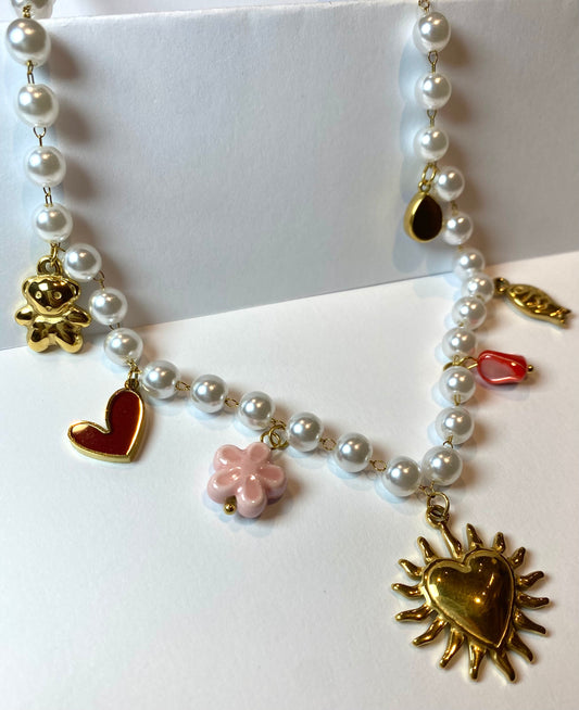 Collar Perlas, sol, peces, osito, flor - Veronique