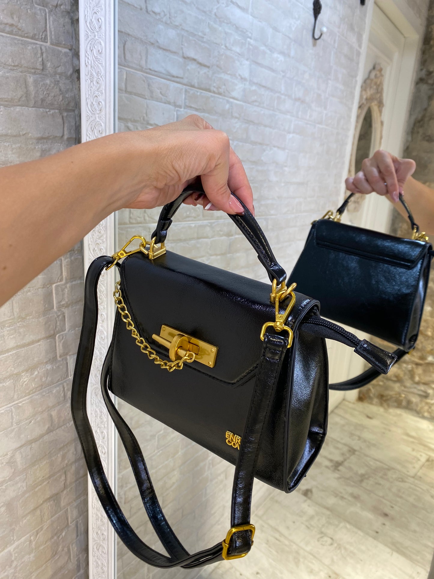 Bolso Negro Cadena atadura - Veronique
