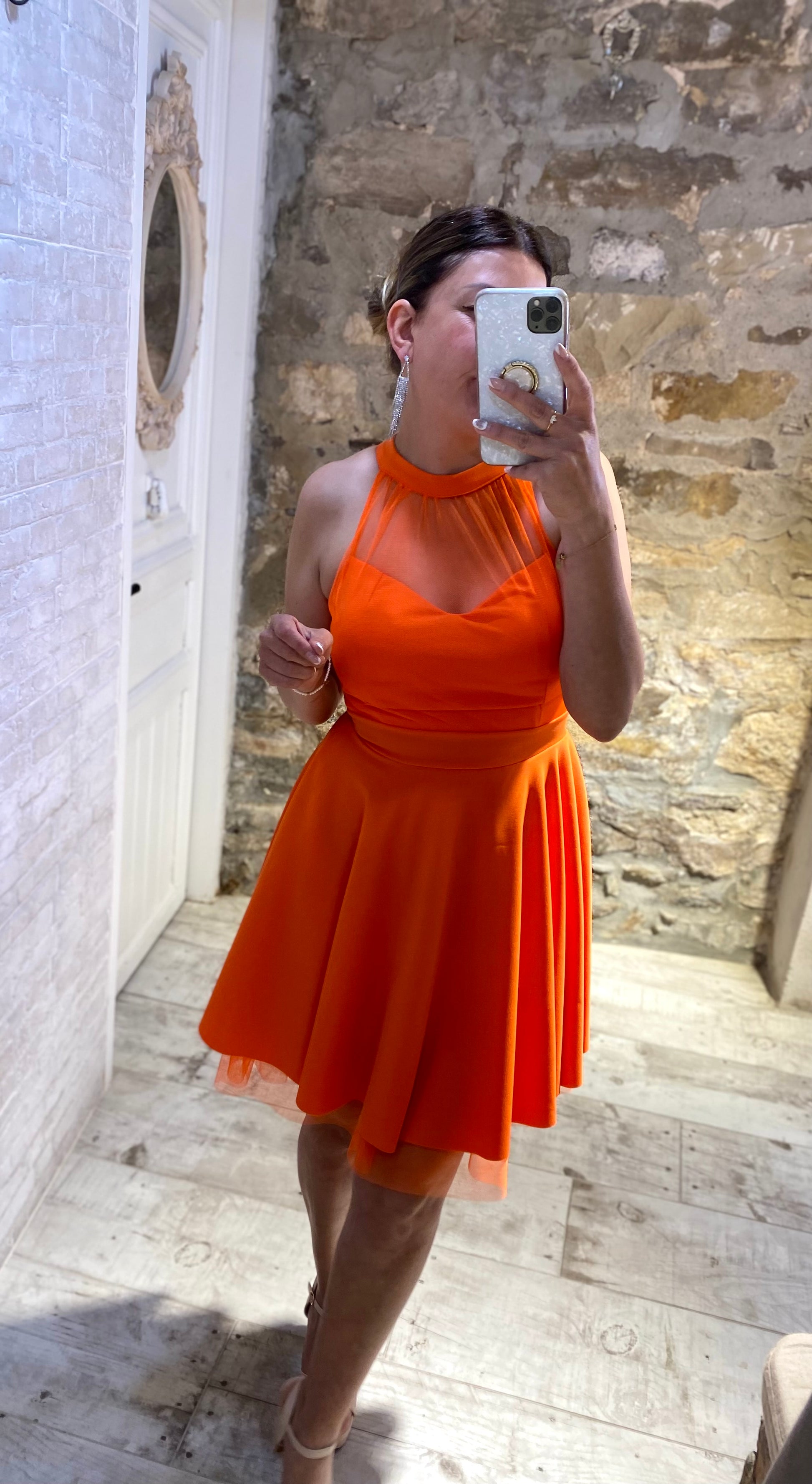 Vestido Laidy Naranja con volantes - Veronique