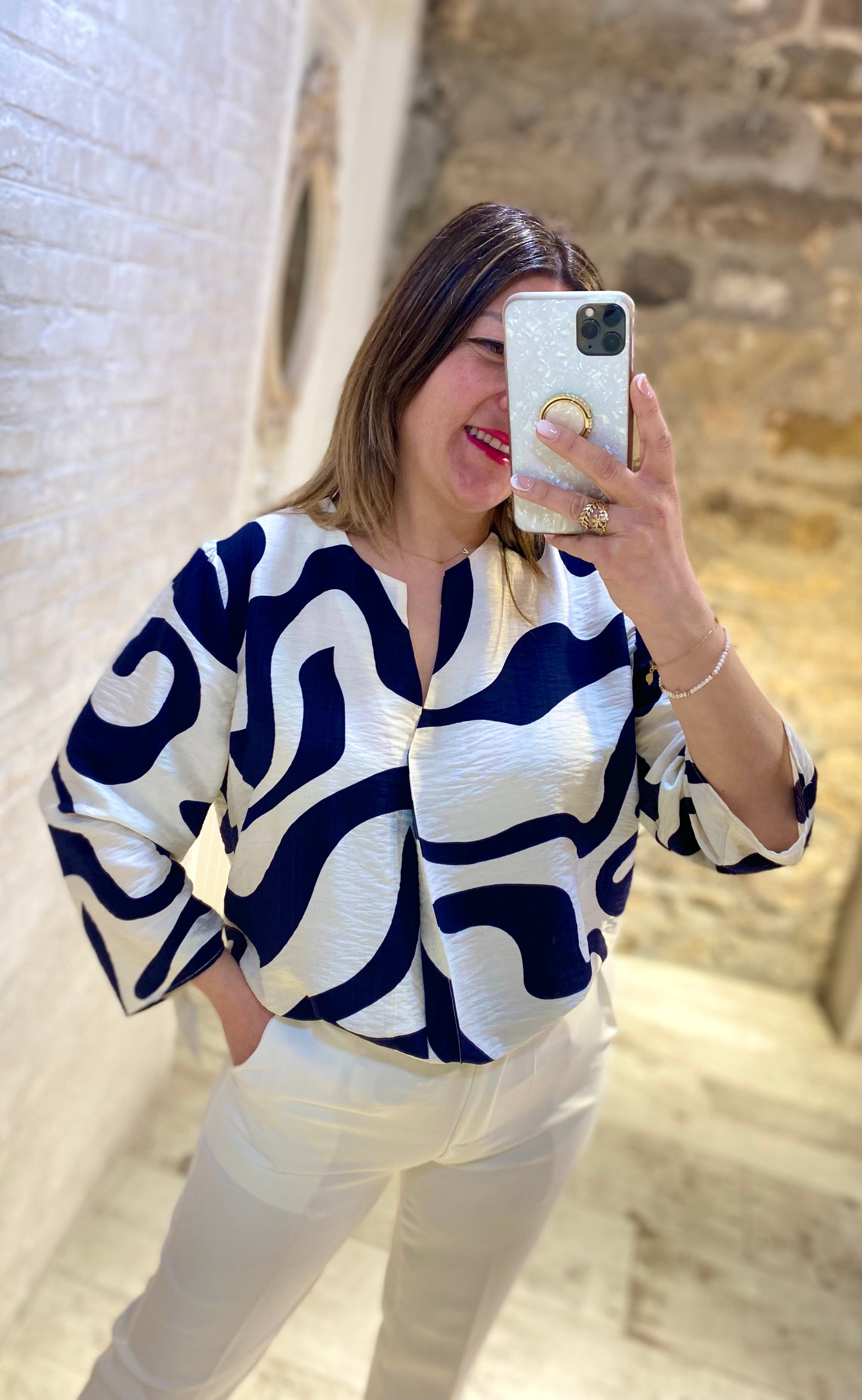 Blusa Estampada Azul y Blanco - Veronique