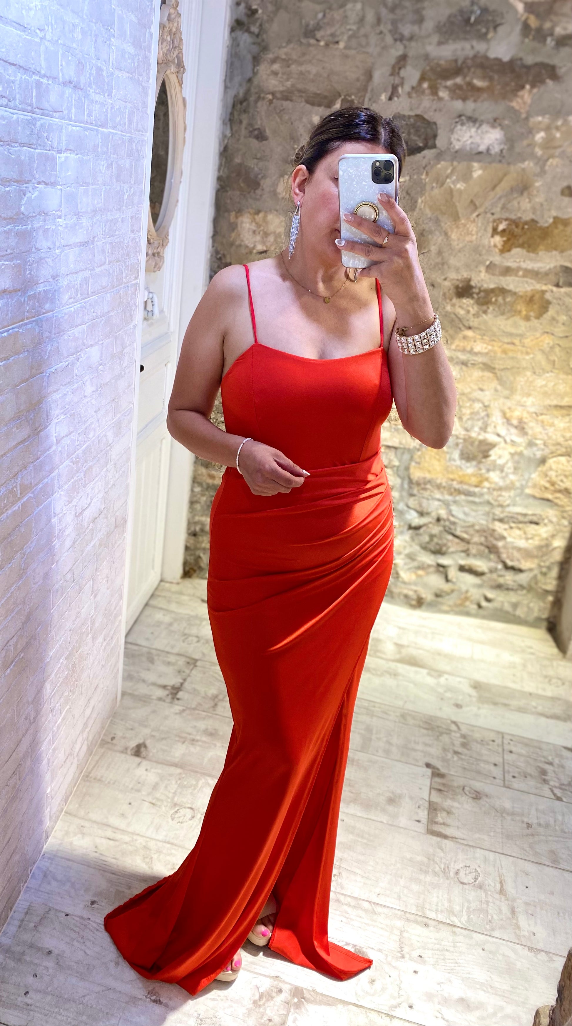 Vestido Rojo Largo fruncido Culete - Veronique