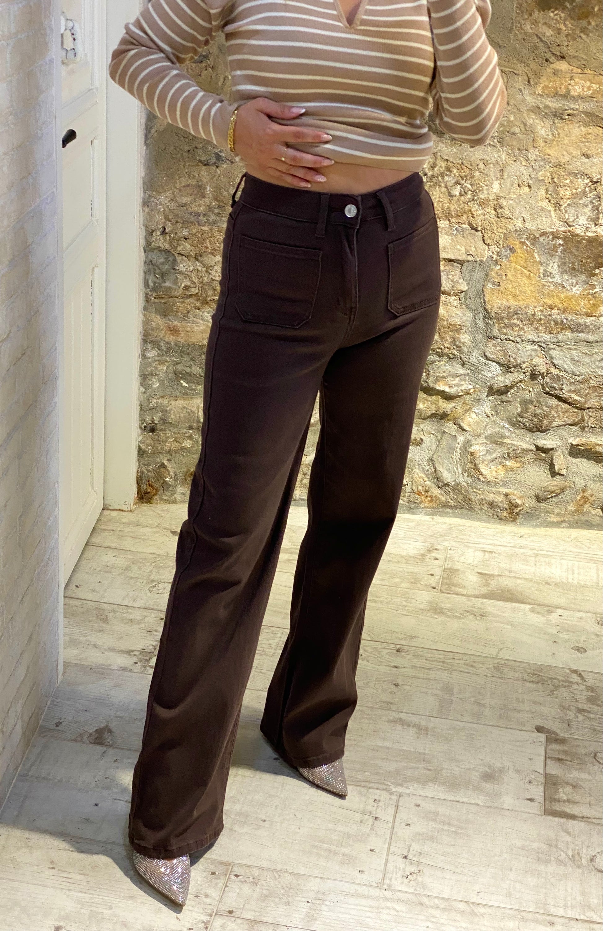 Pantalón Chocolte Bolsillos cuadrado - Veronique