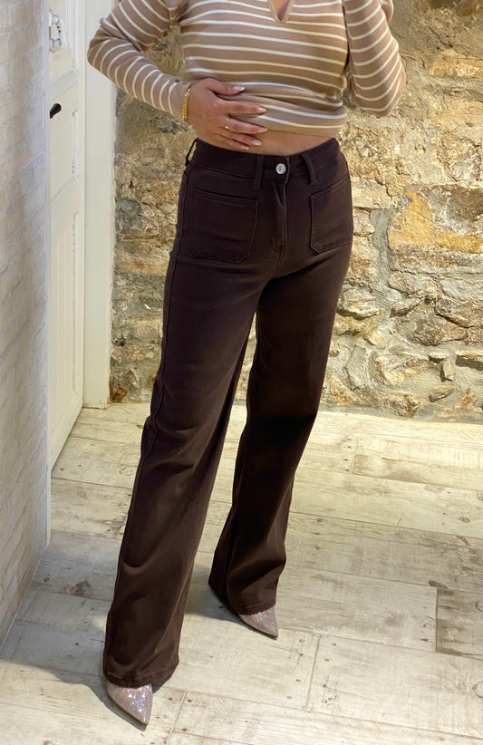 Pantalón Chocolte Bolsillos cuadrado - Veronique
