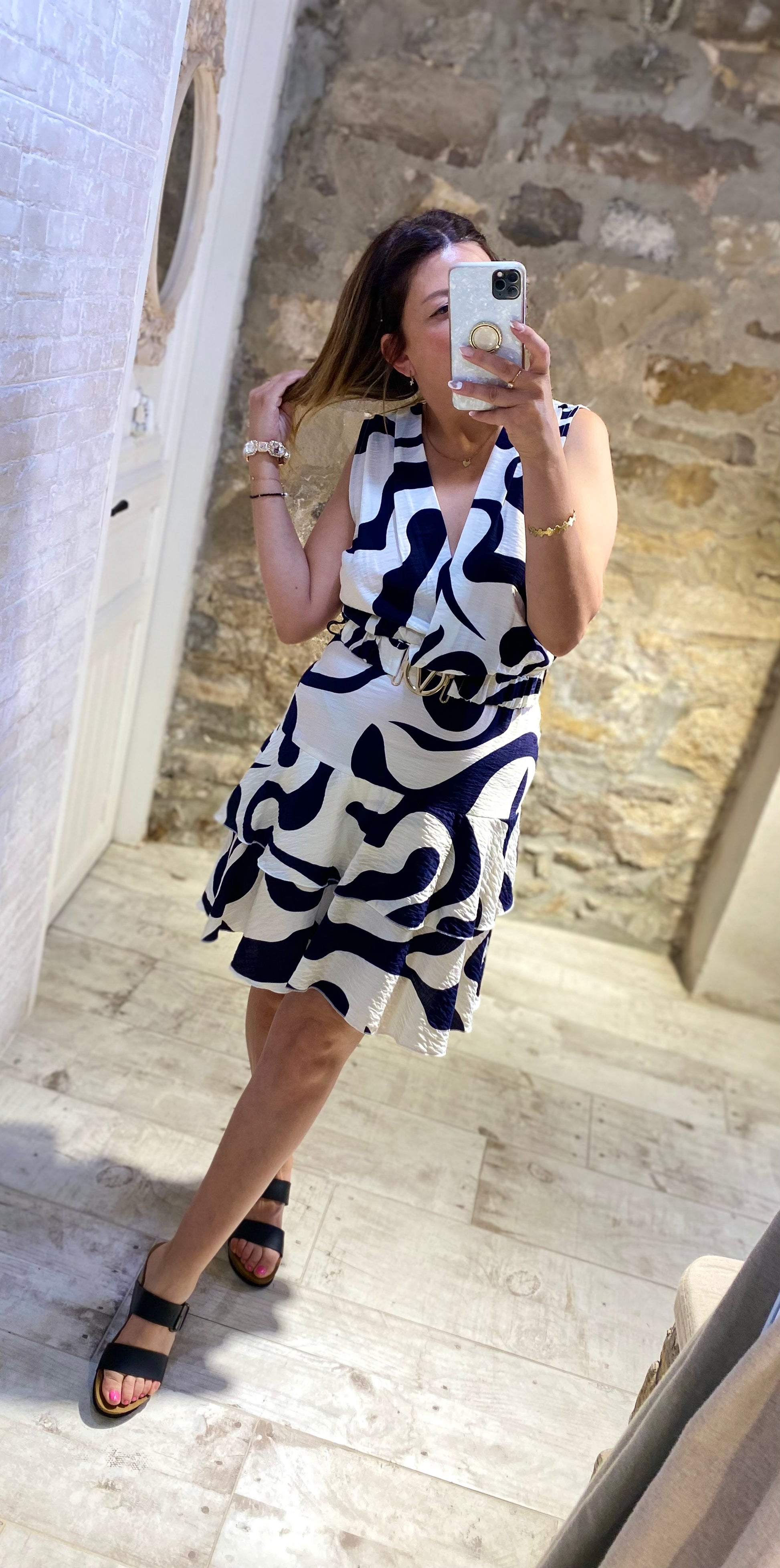 Vestido Estampado con Cinturón - Veronique