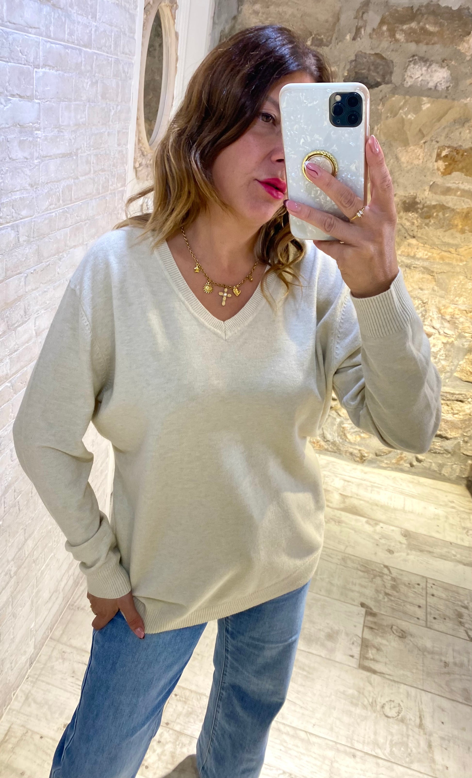 Jersey Blanco Roto Liso - Veronique