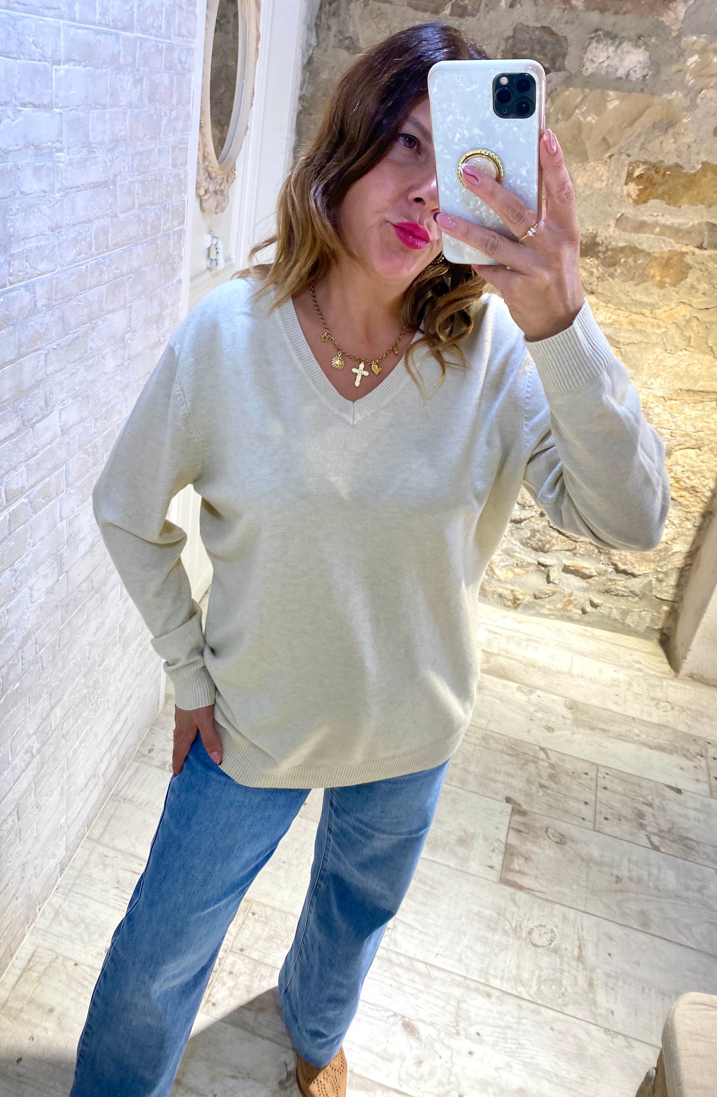 Jersey Blanco Roto Liso - Veronique