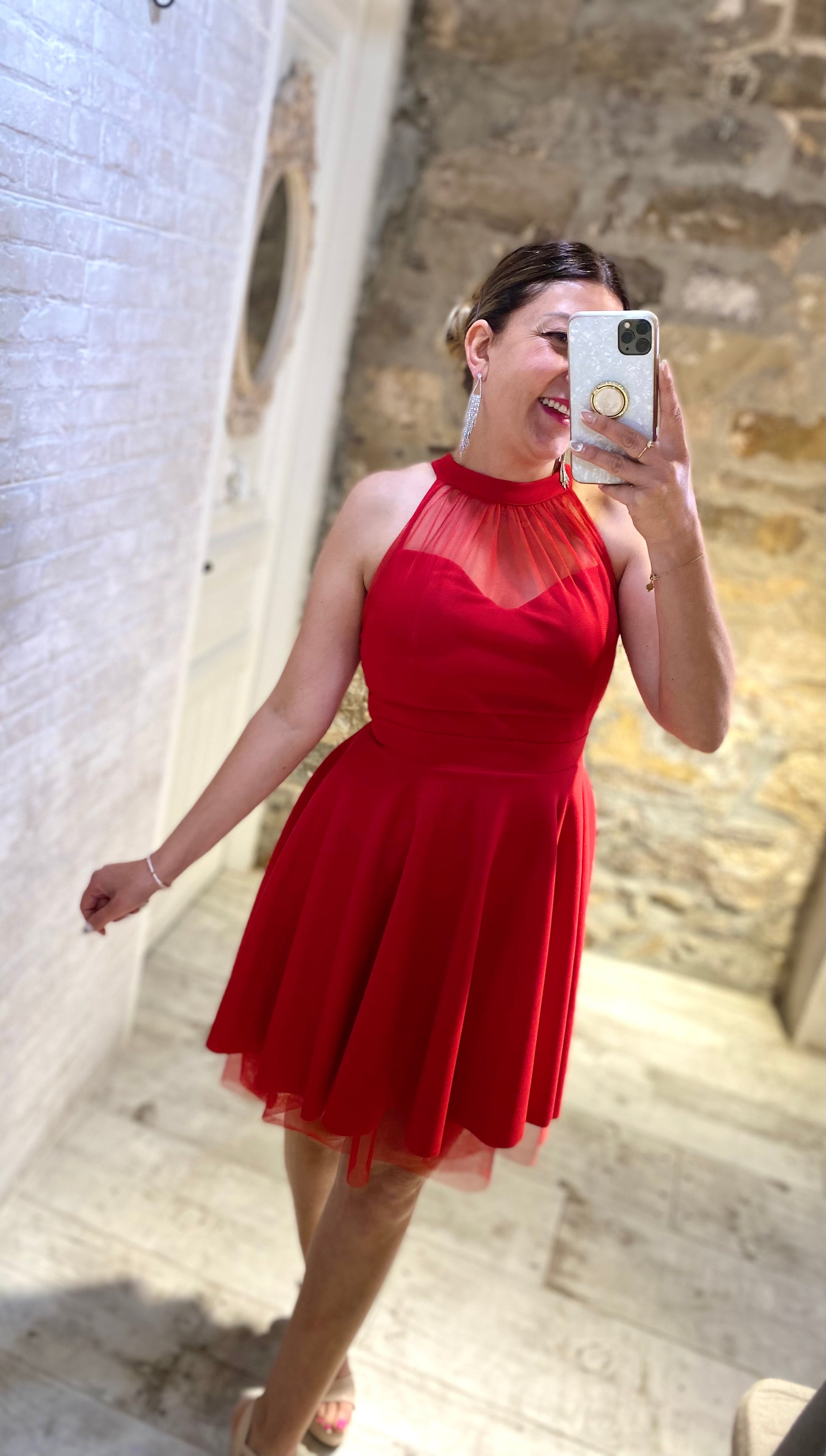 Vestido Leidy Rojo con volantes - Veronique
