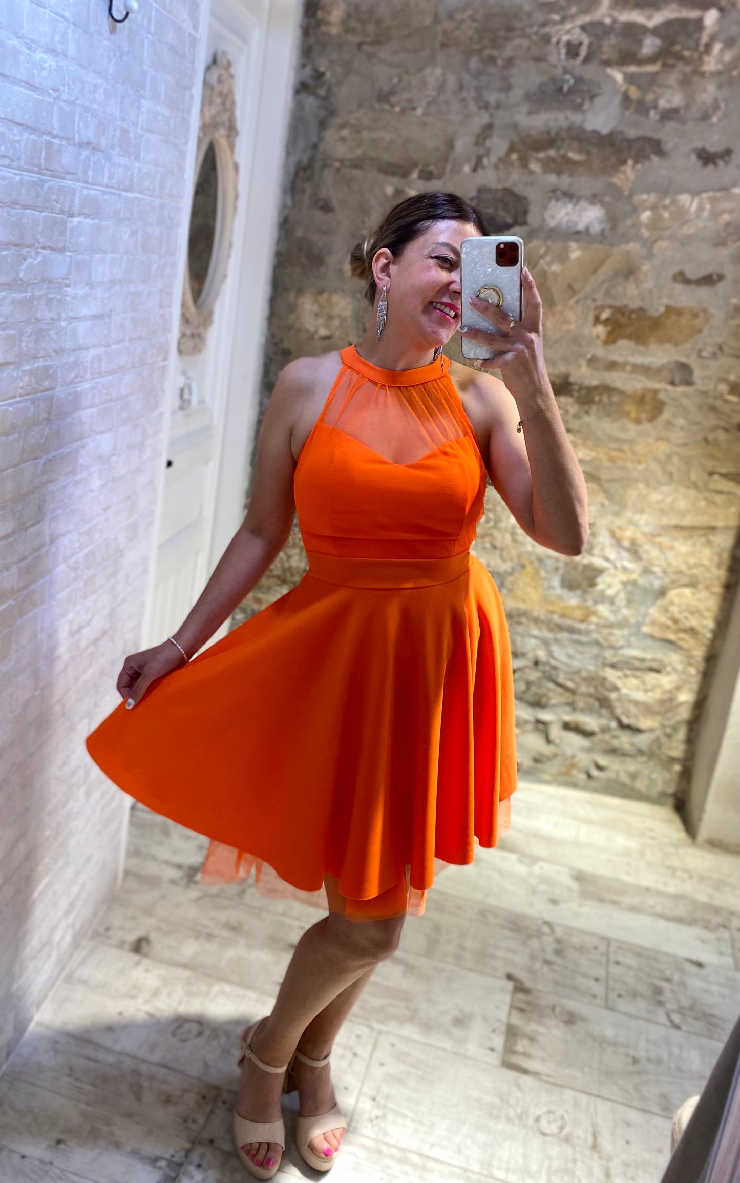 Vestido Laidy Naranja con volantes - Veronique