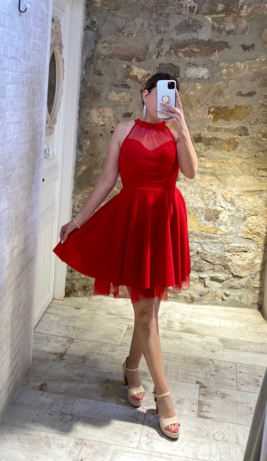 Vestido Leidy Rojo con volantes - Veronique