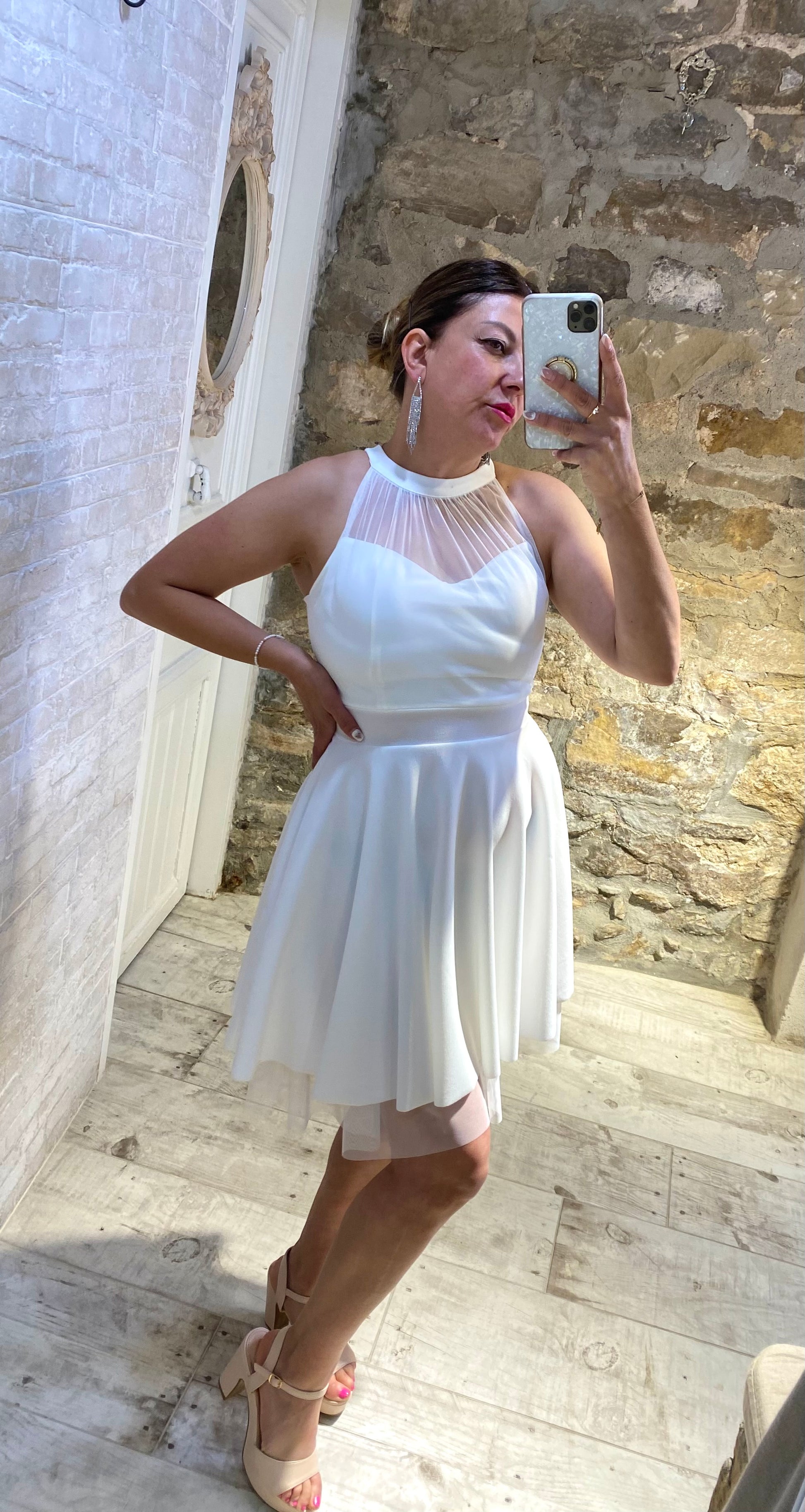 Vestido Leidy Blanco con volantes - Veronique