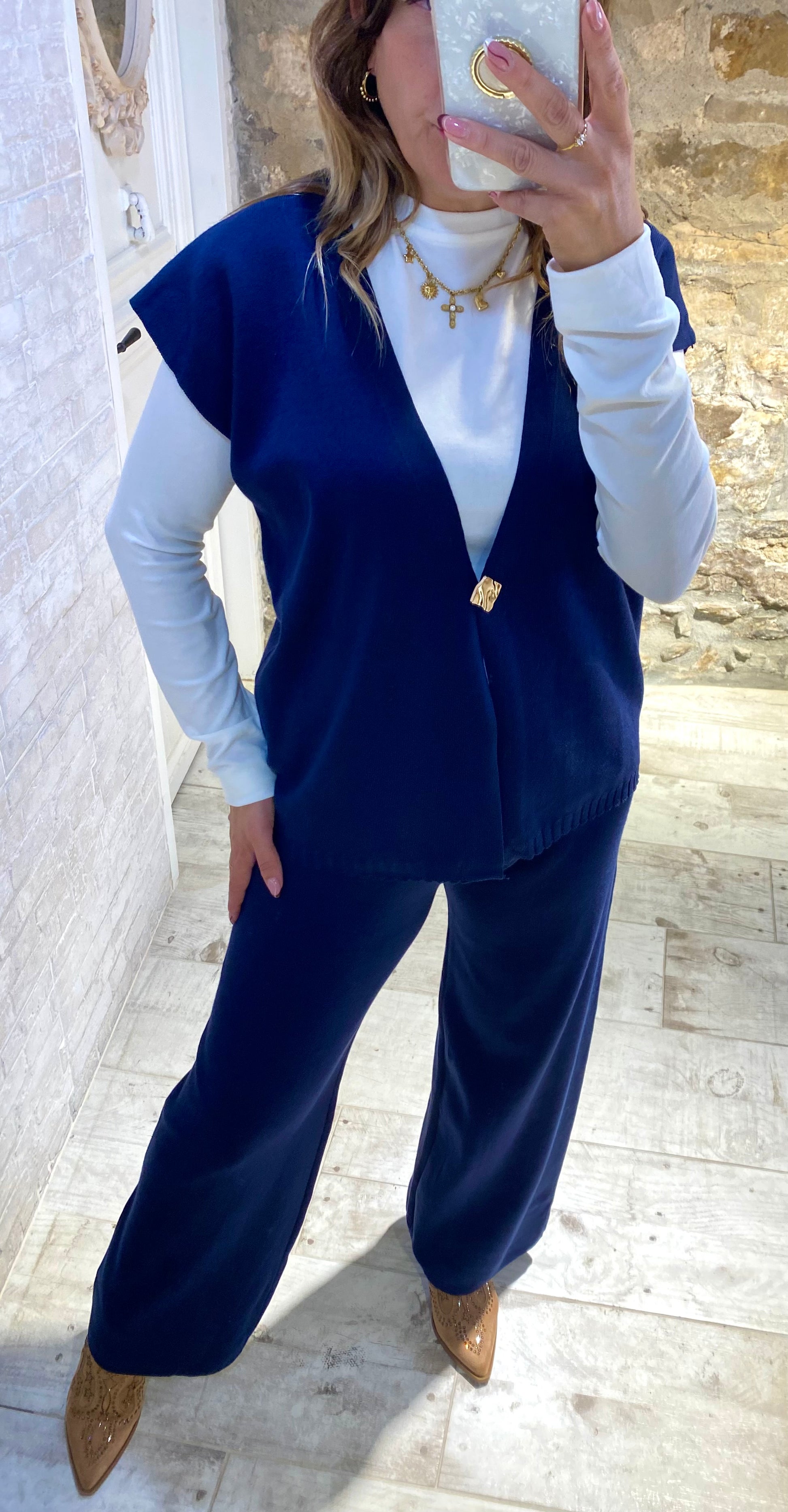 Conjunto Azul , chaleco 3 piezas - Veronique