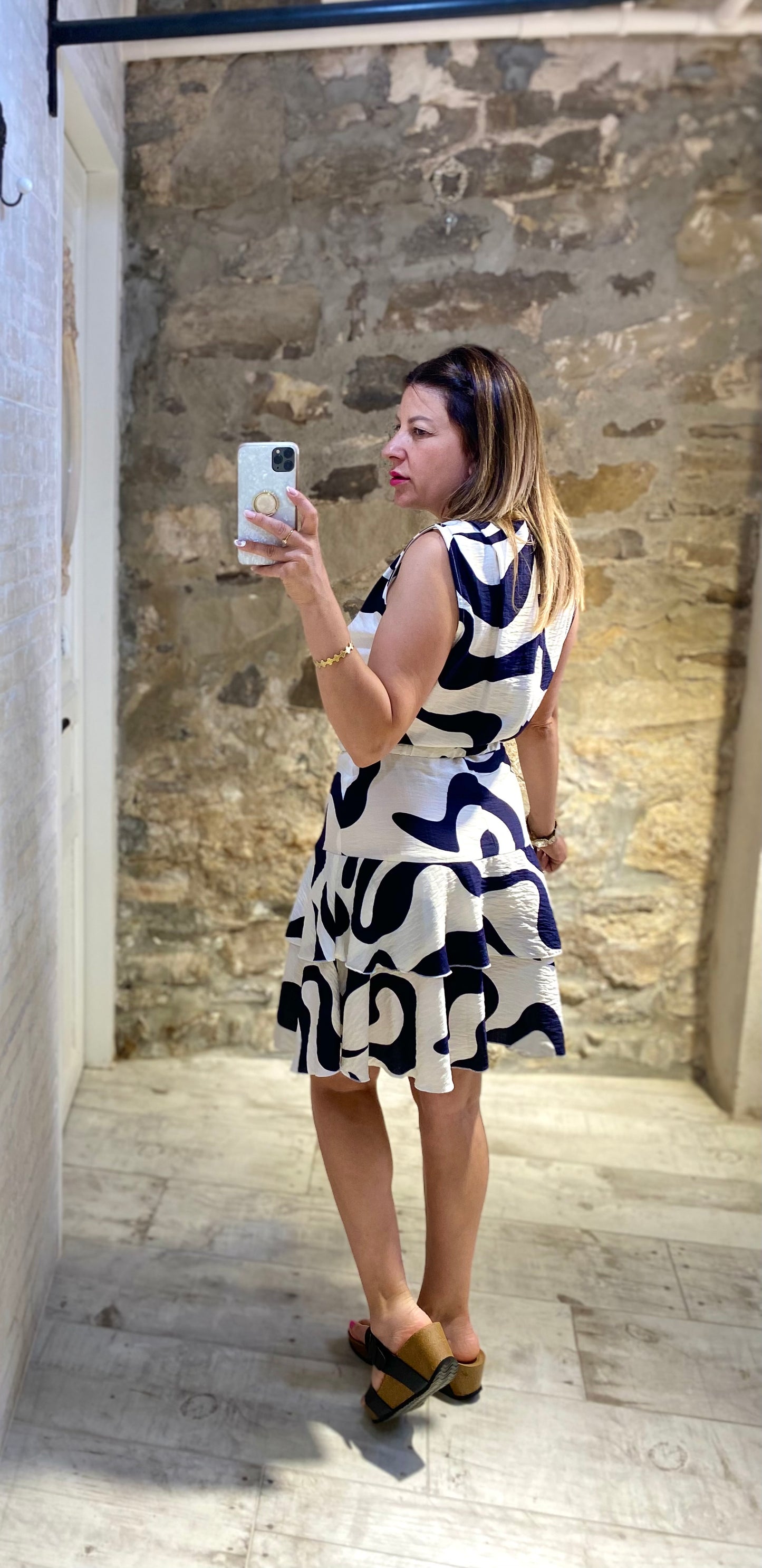 Vestido Estampado con Cinturón - Veronique