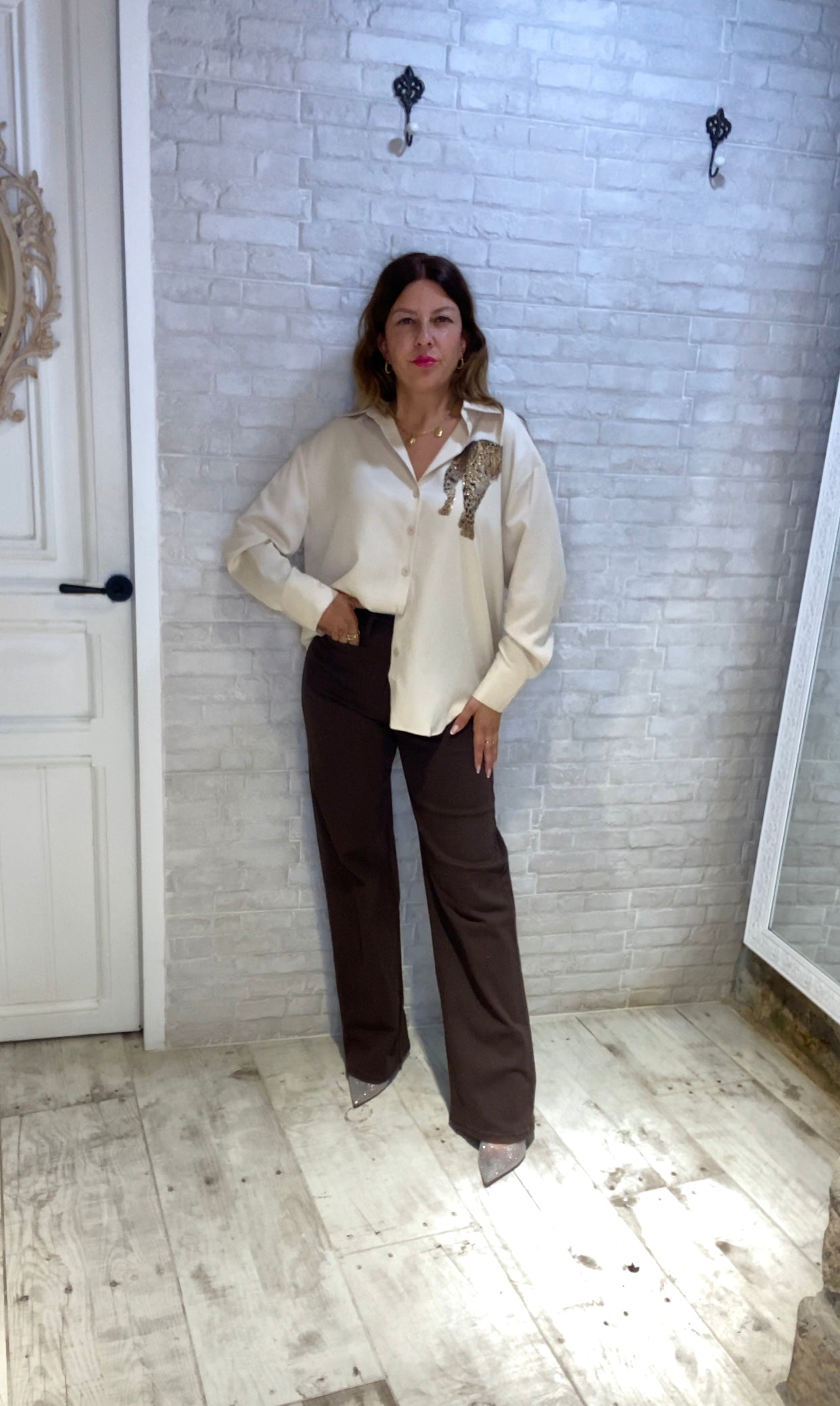 Camisa Beige Tigre - Veronique