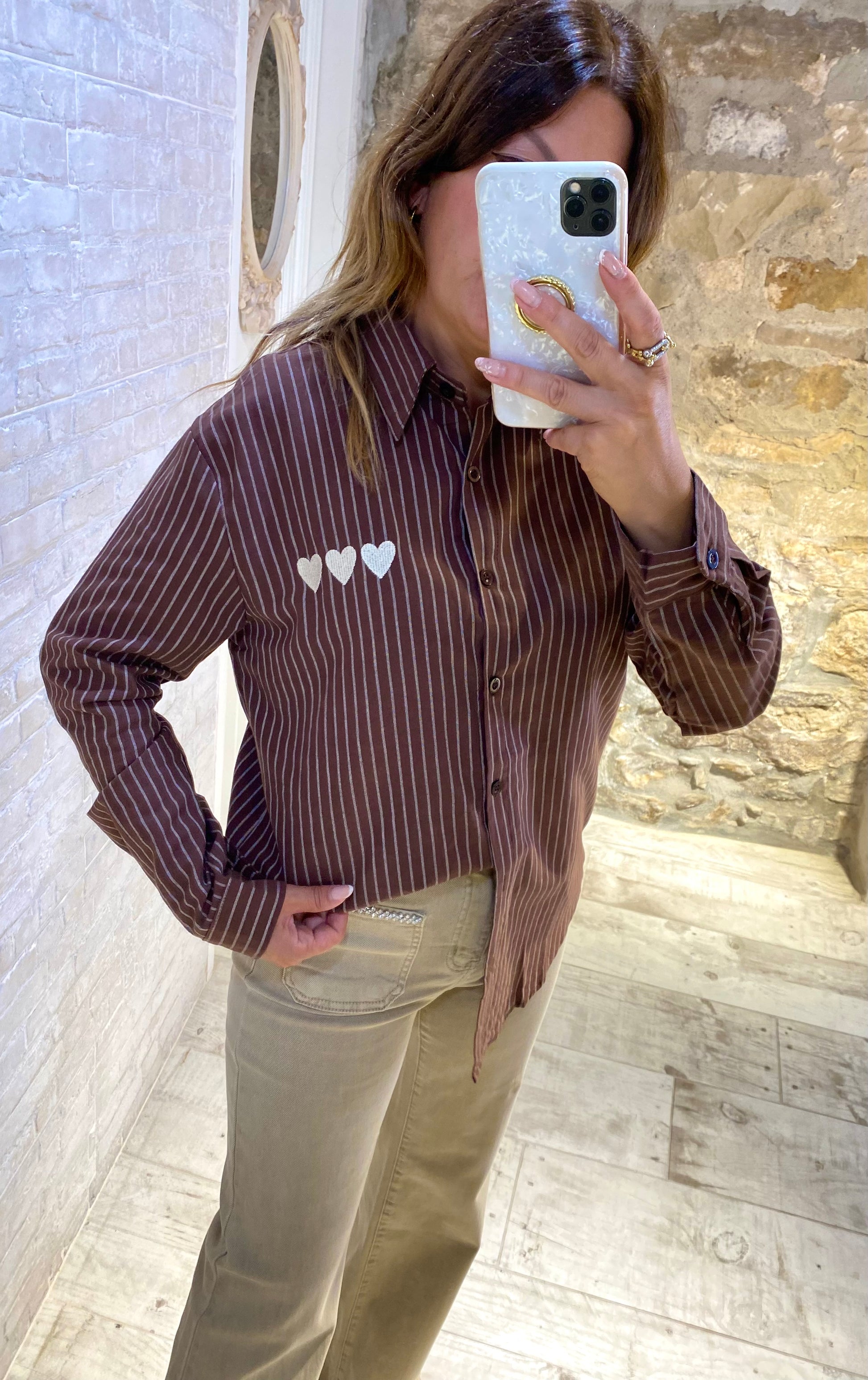 Blusa rayas Chocolate 3 corazones - Veronique