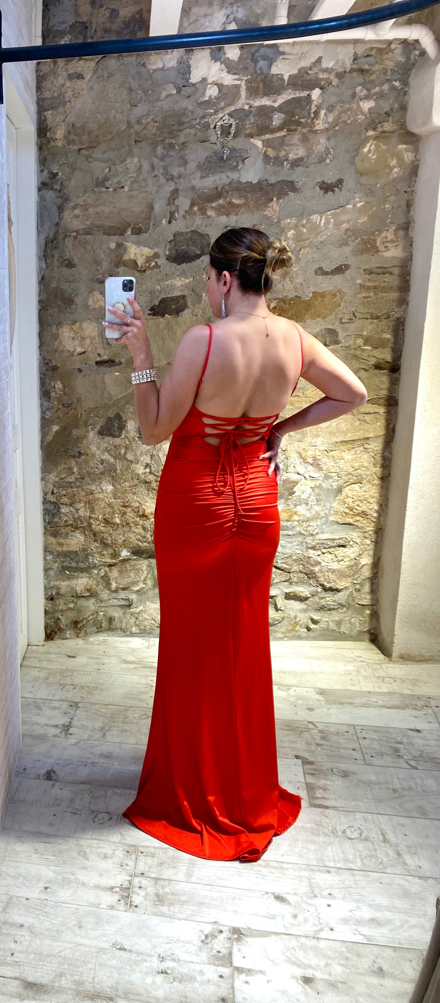 Vestido Rojo Largo fruncido Culete - Veronique