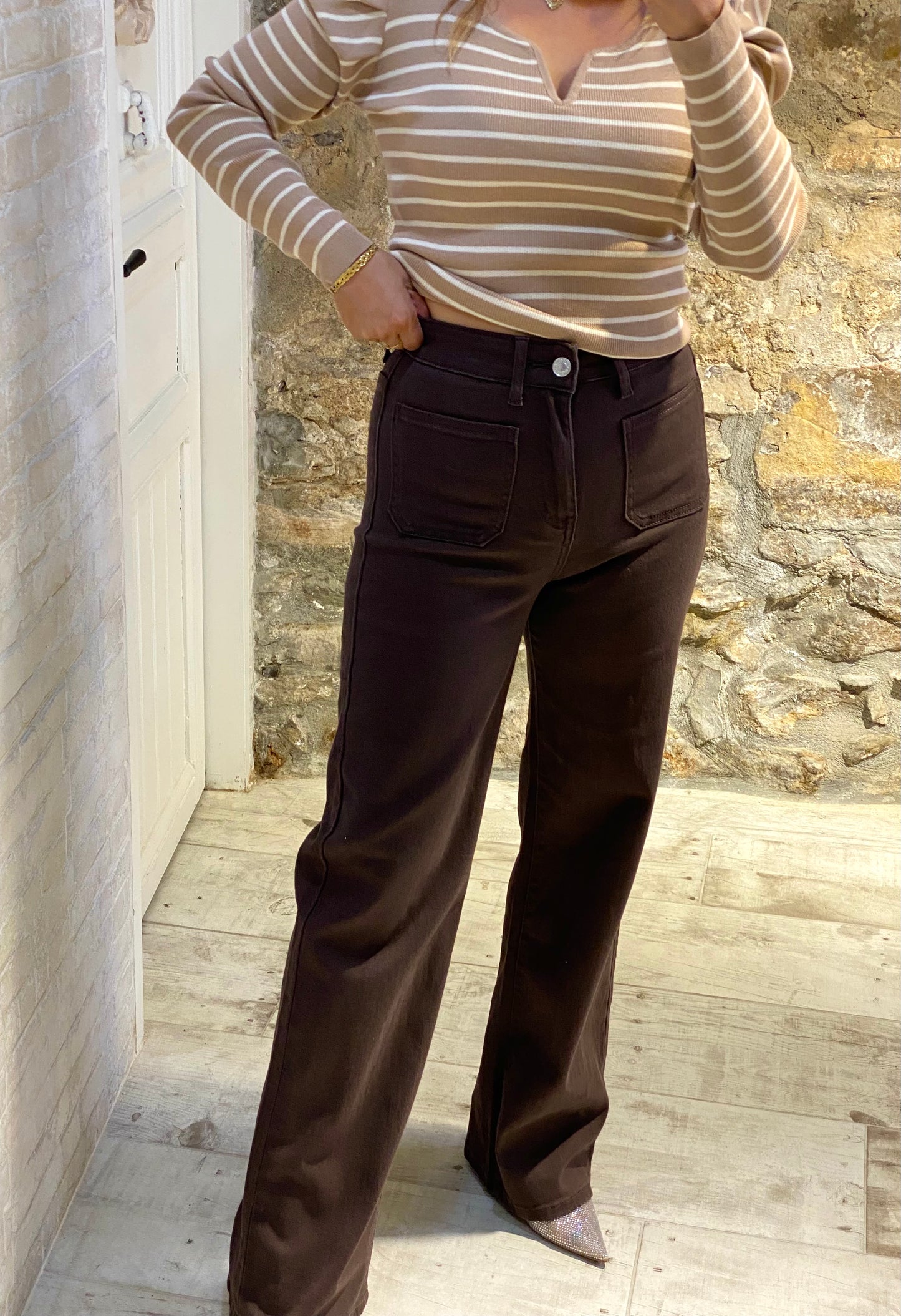 Pantalón Chocolte Bolsillos cuadrado - Veronique