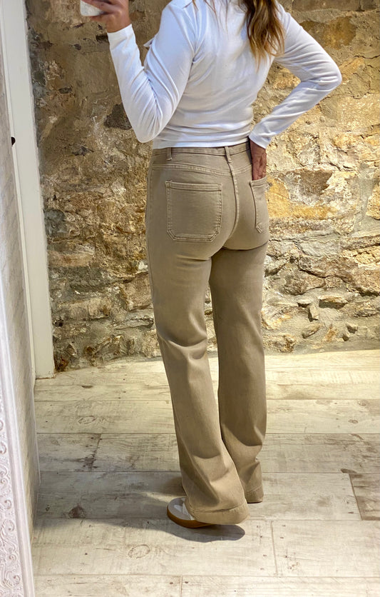 Pantalón beige Bolsillos pedreria - Veronique
