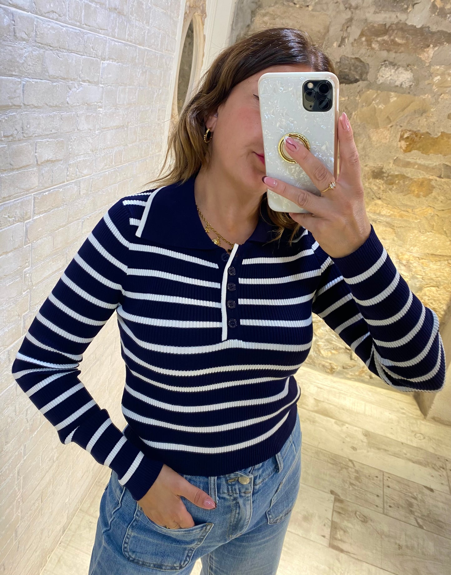 Jersey Polo Rayas Azul - Veronique