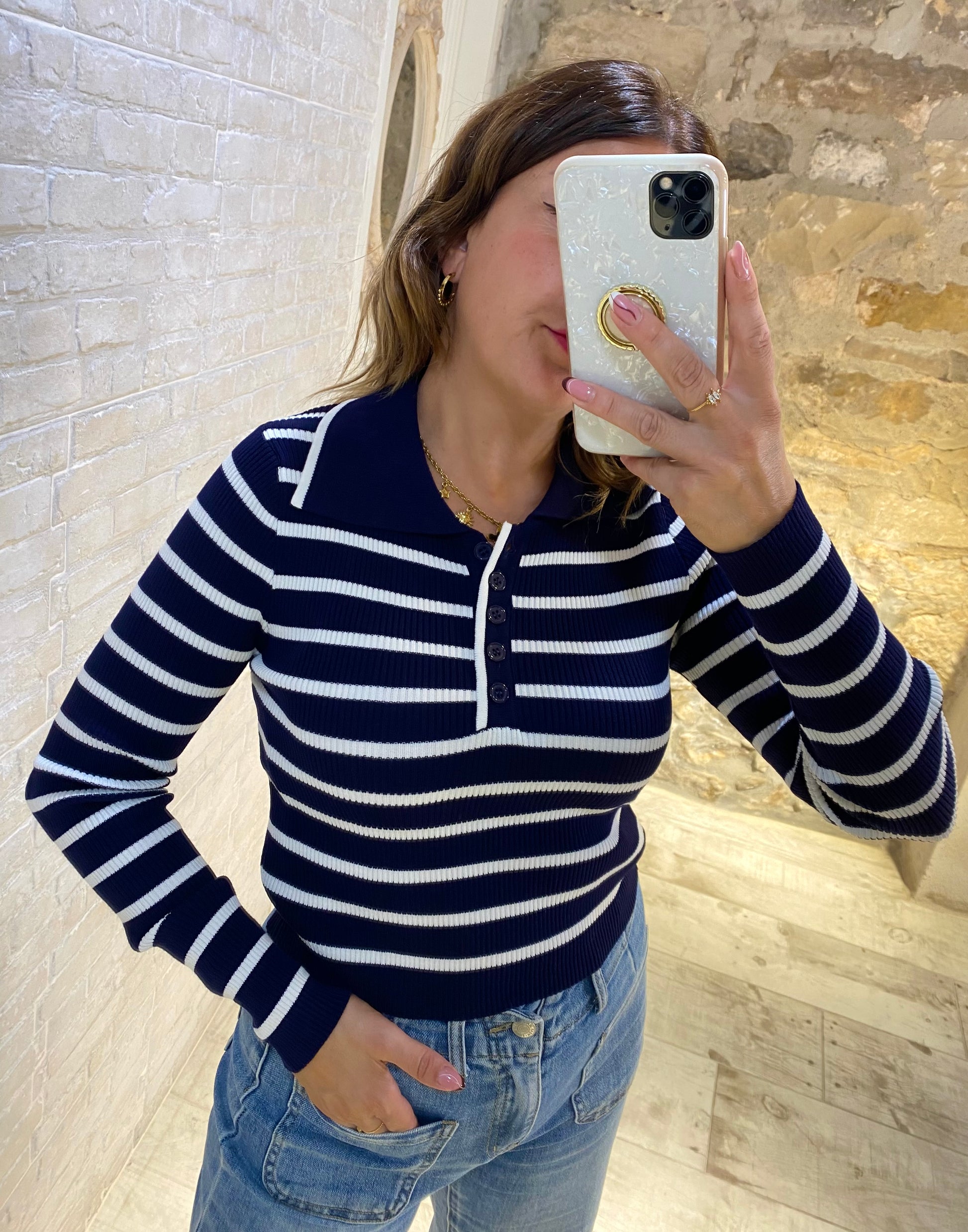 Jersey Polo Rayas Azul - Veronique