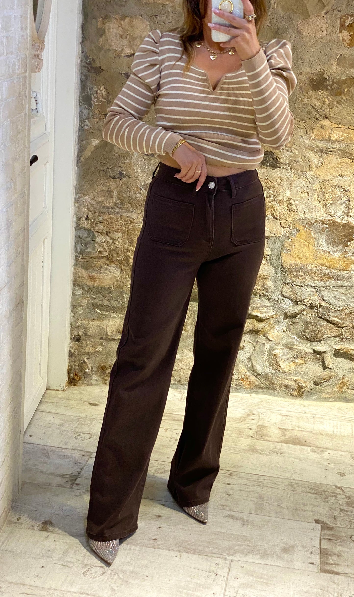 Pantalón Chocolte Bolsillos cuadrado - Veronique