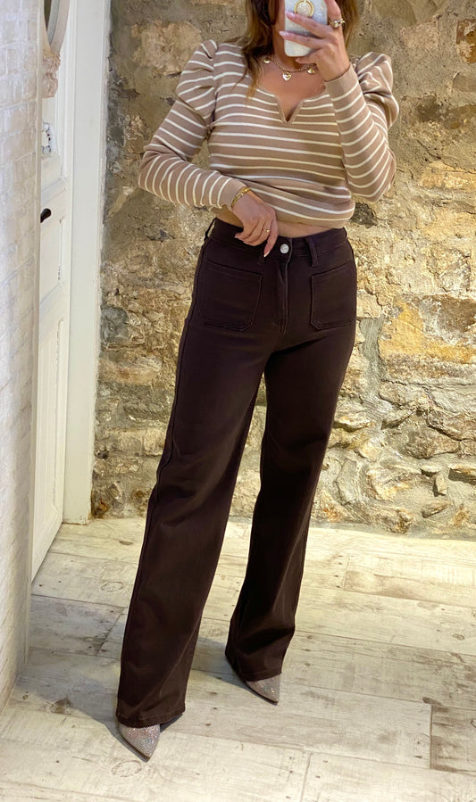 Pantalón Chocolte Bolsillos cuadrado - Veronique