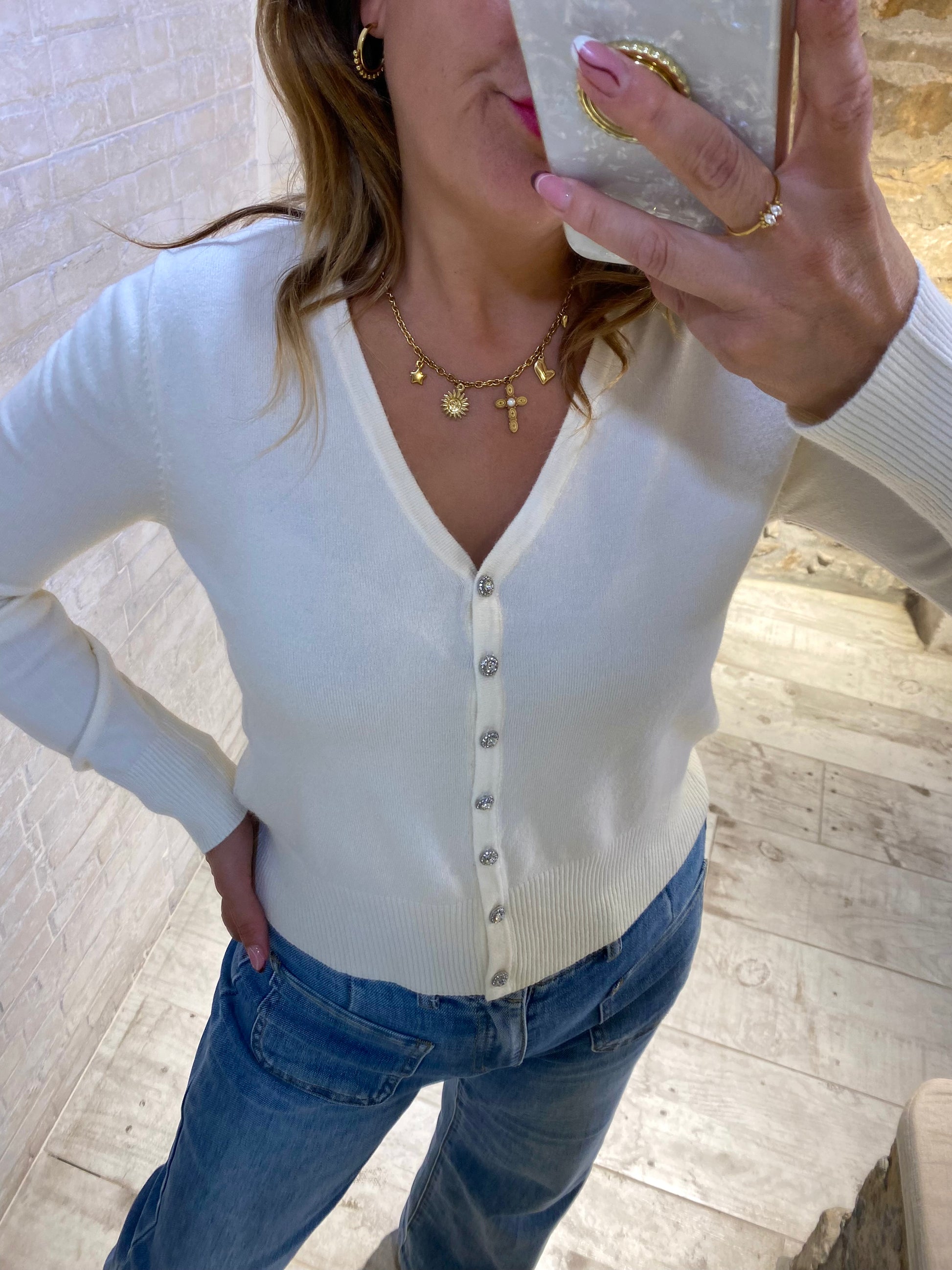 Rebeca Blanca botones joya - Veronique