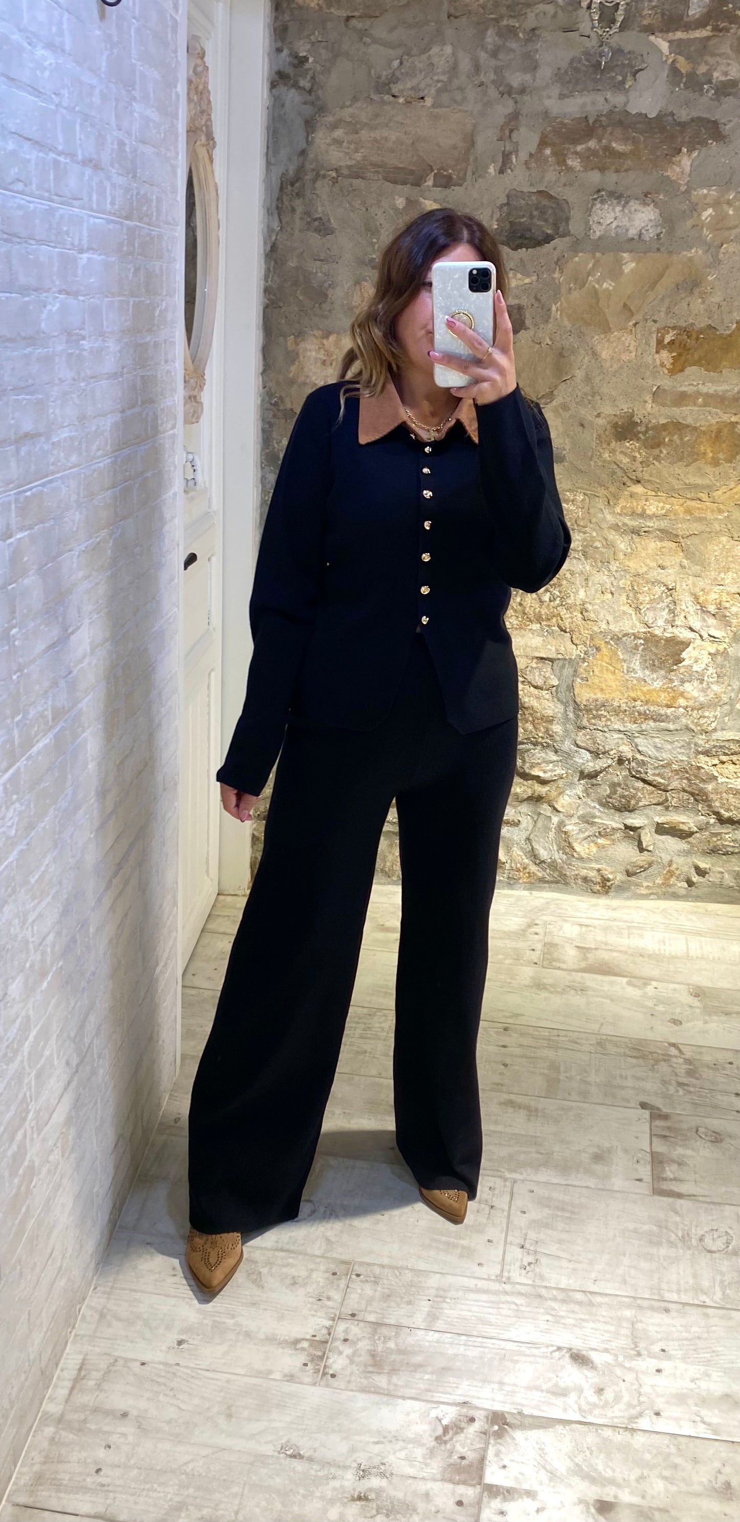 Conjunto Nadia Negro cuello pana - Veronique