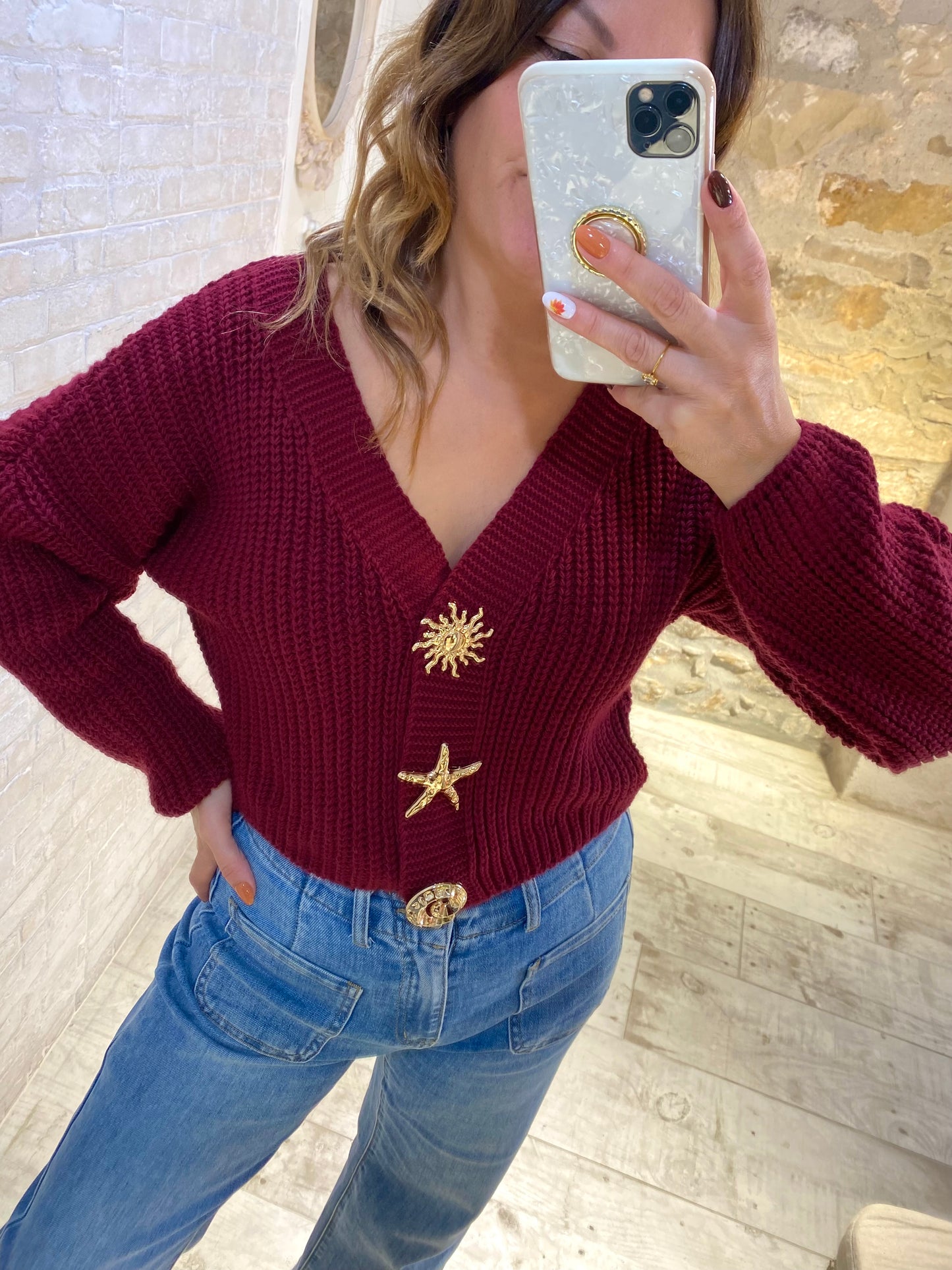 Jersey Crop Rojo de punto , sol y mar - Veronique