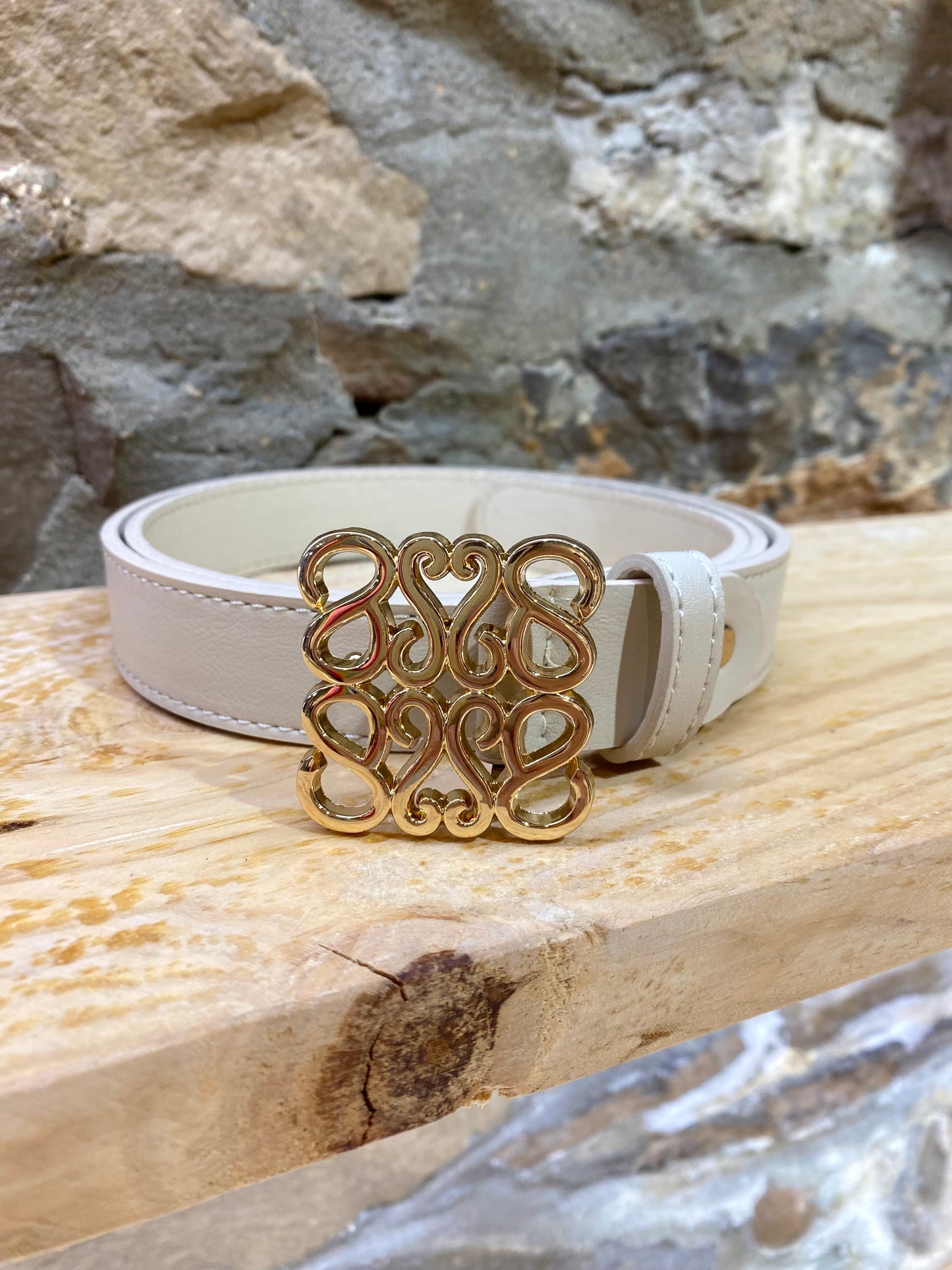 Cinturón Beige Hebilla Cenefas - Veronique