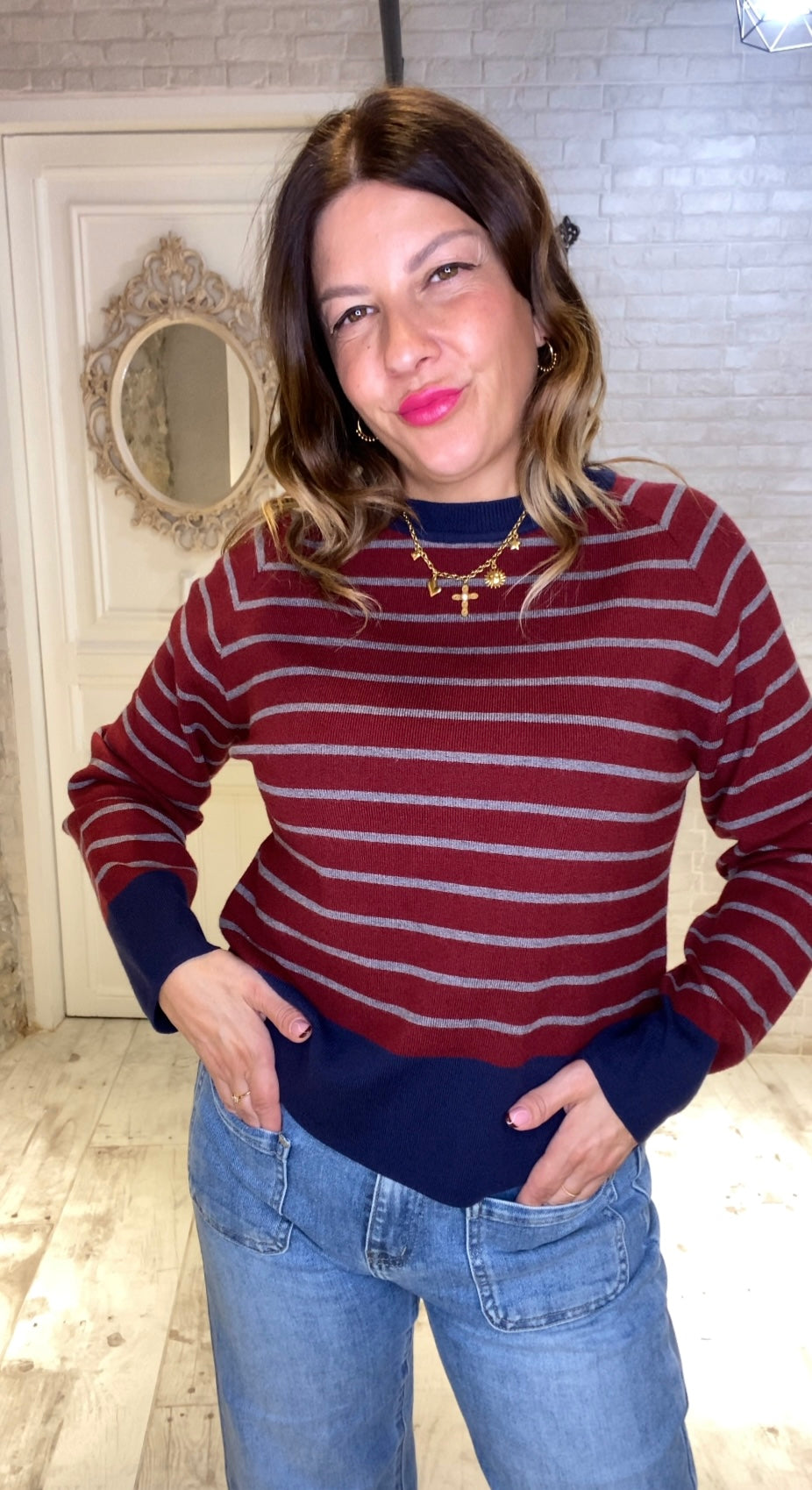 Jersey de Rayas Burdeos - Veronique