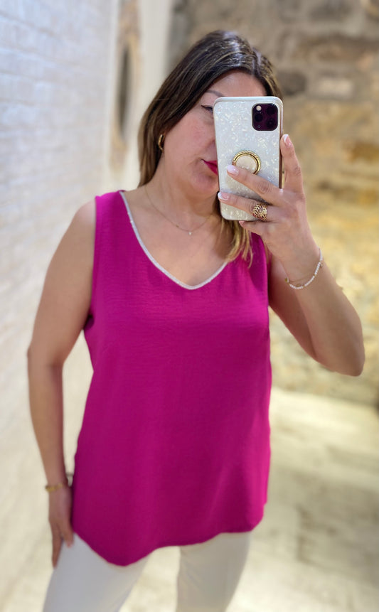Blusa Collar Perlitas V Rosa - Veronique