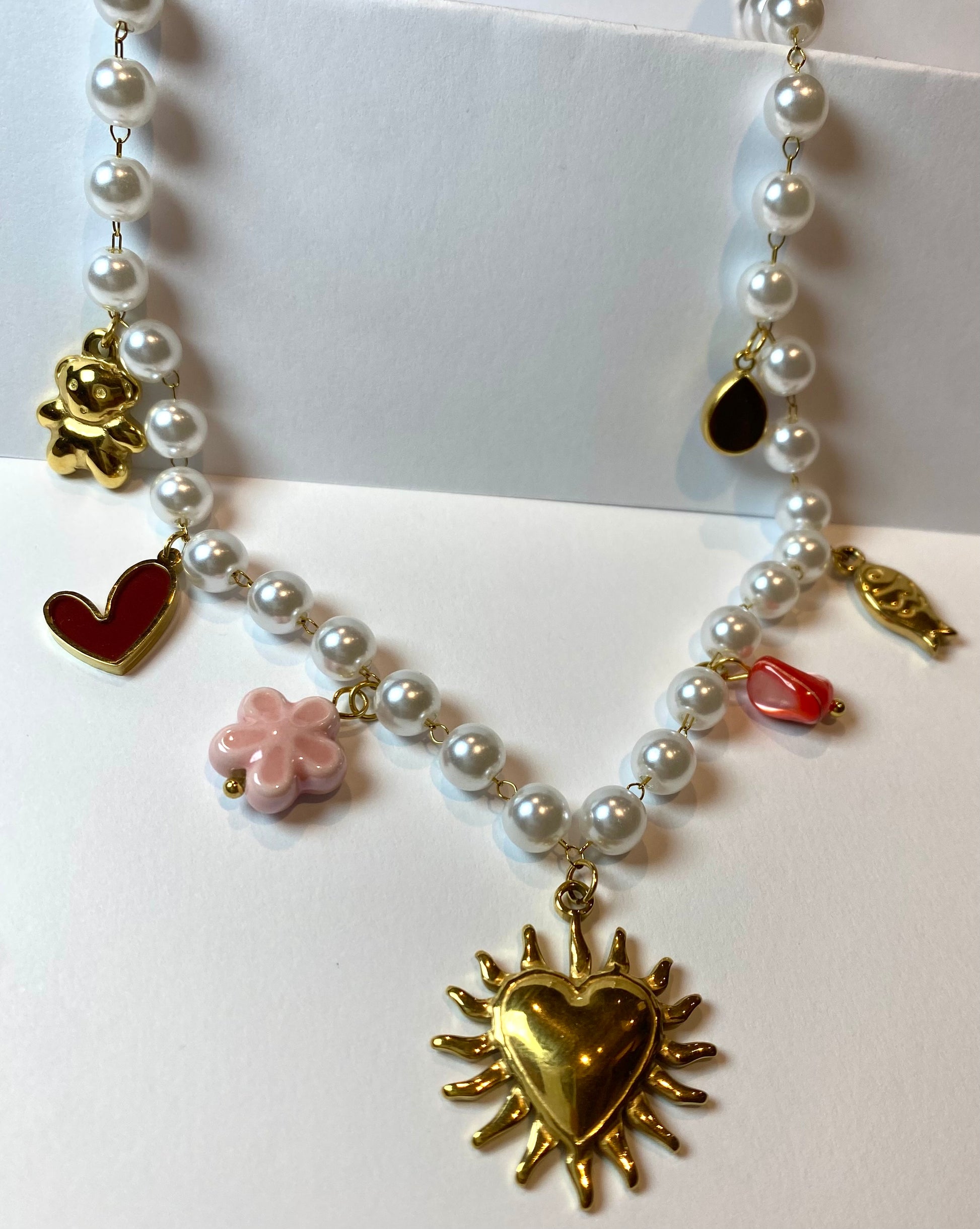Collar Perlas, sol, peces, osito, flor - Veronique