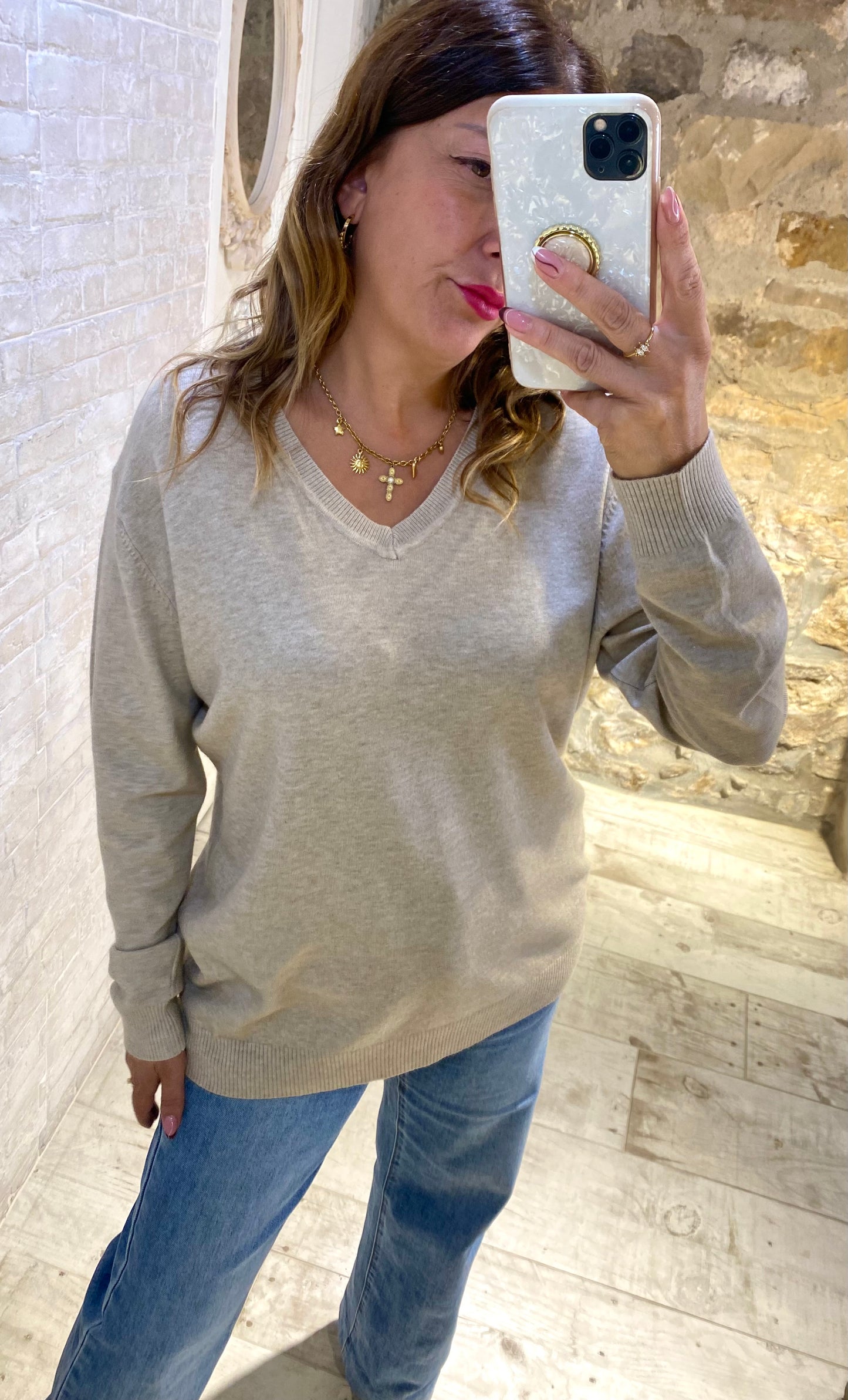 Jersey Beige Liso - Veronique