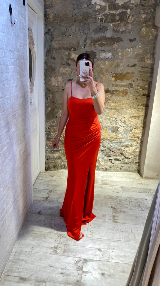 Vestido Rojo Largo fruncido Culete - Veronique