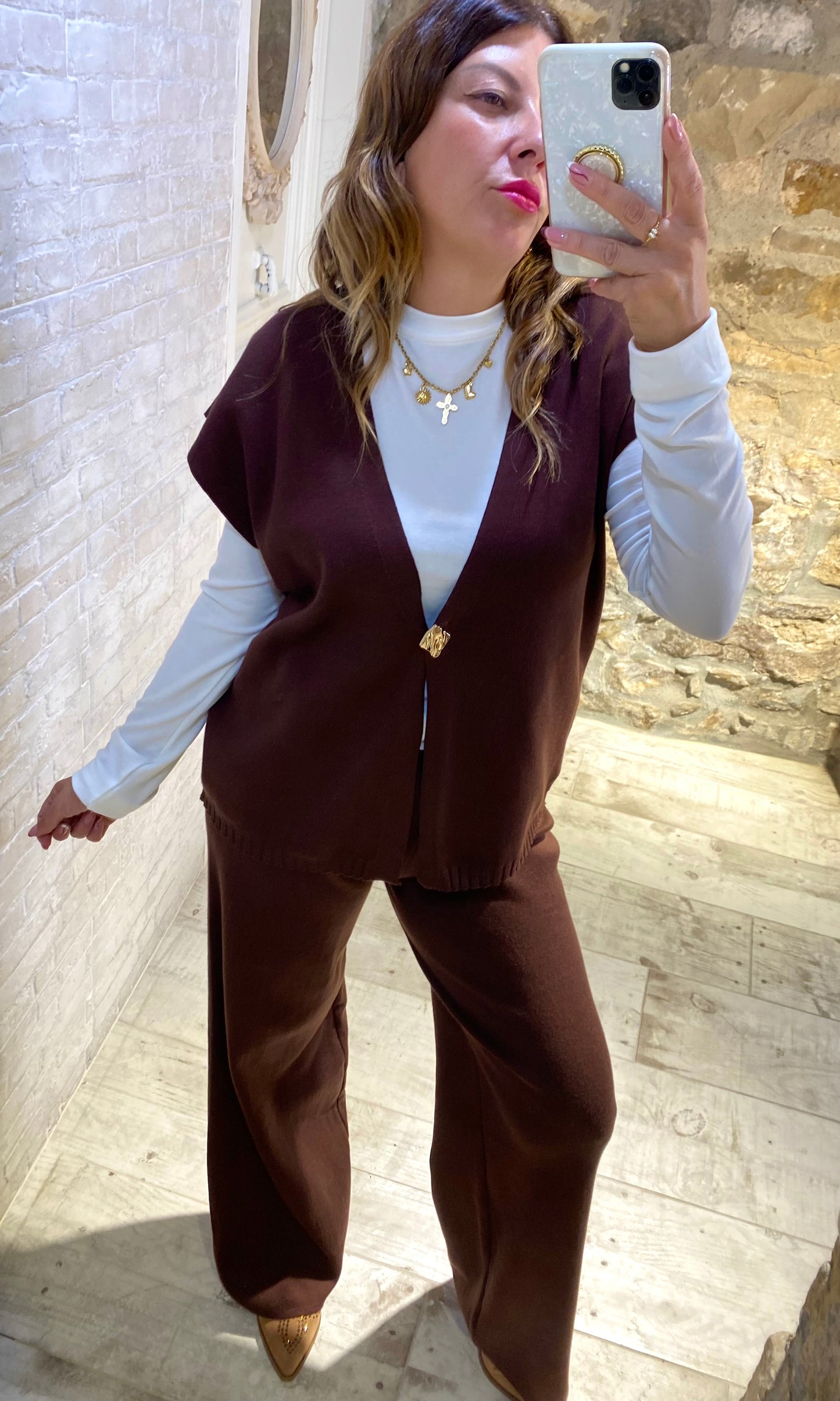 Conjunto Chocolate, chaleco 3 piezas - Veronique