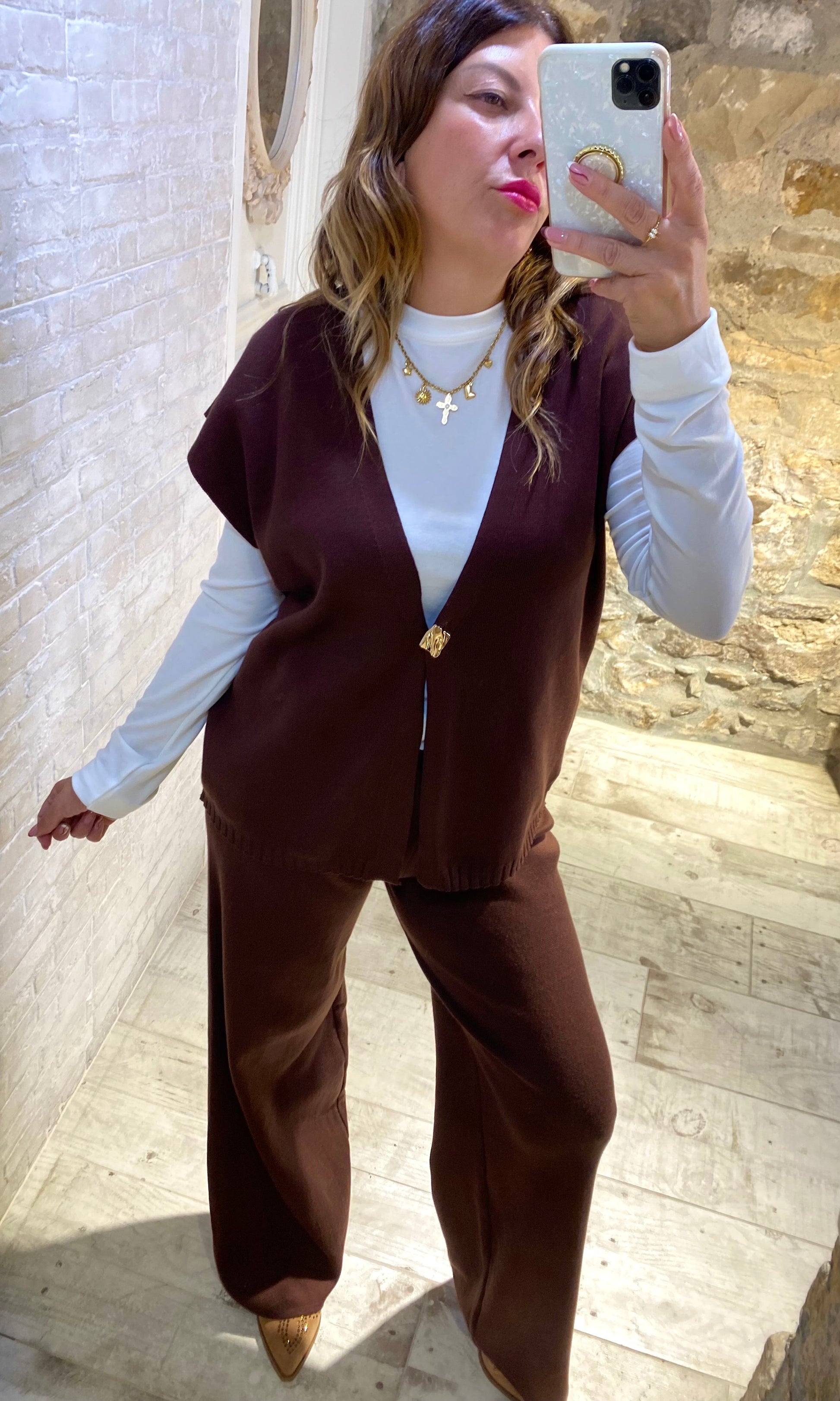 Conjunto Chocolate, chaleco 3 piezas - Veronique