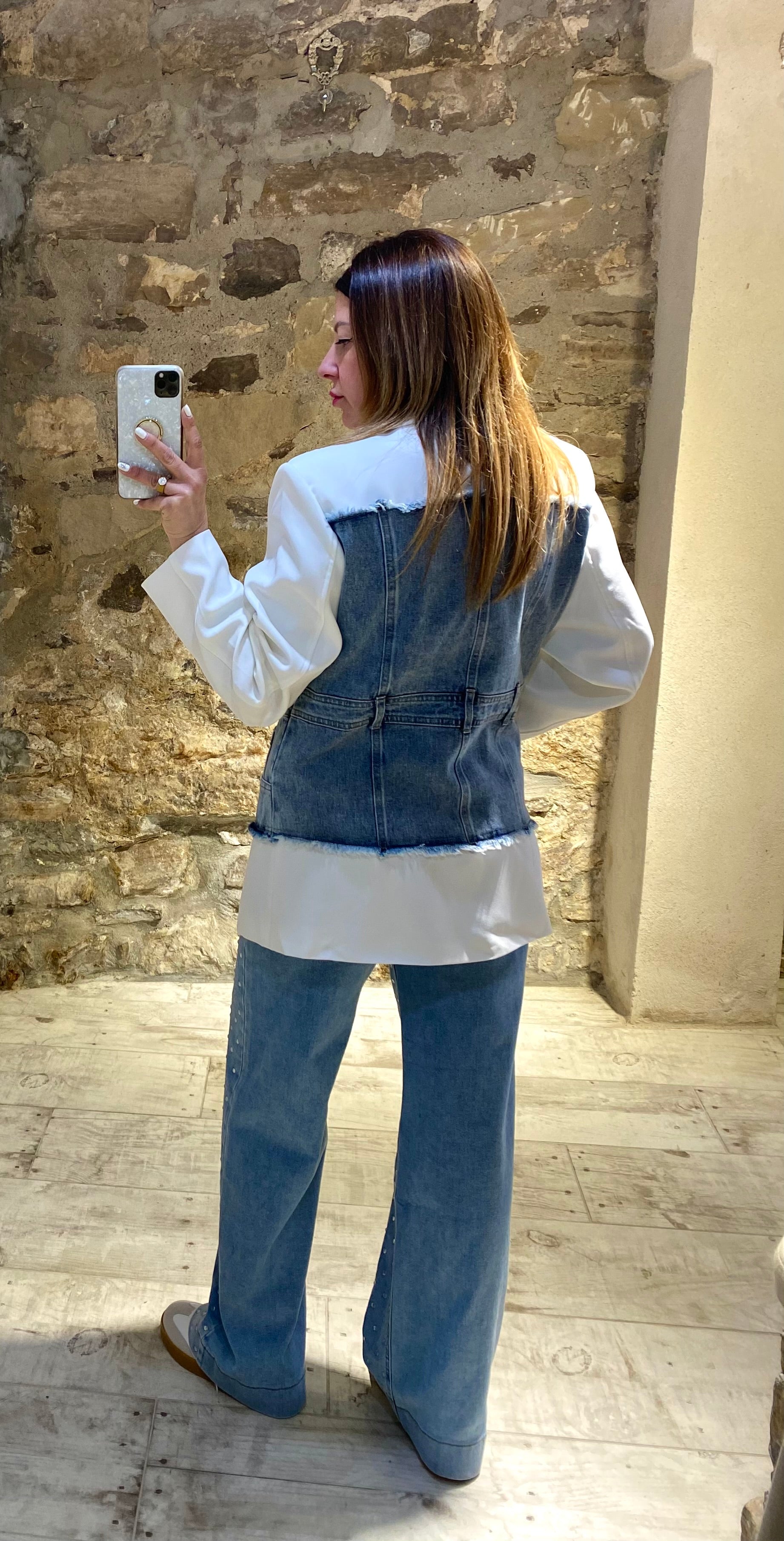 Blazer Denim Larga Blanca - Veronique