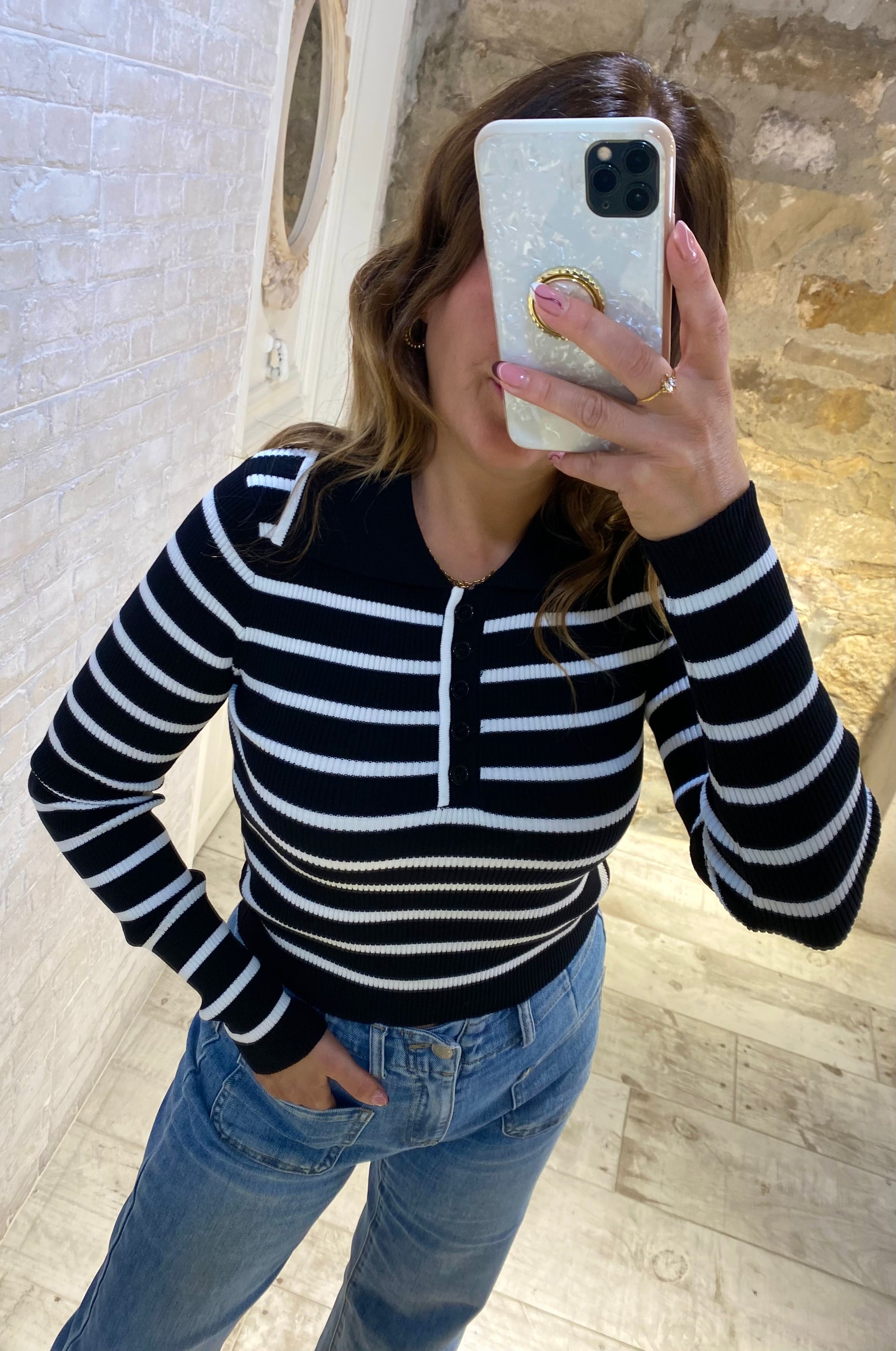 Jersey Polo Rayas Negro - Veronique