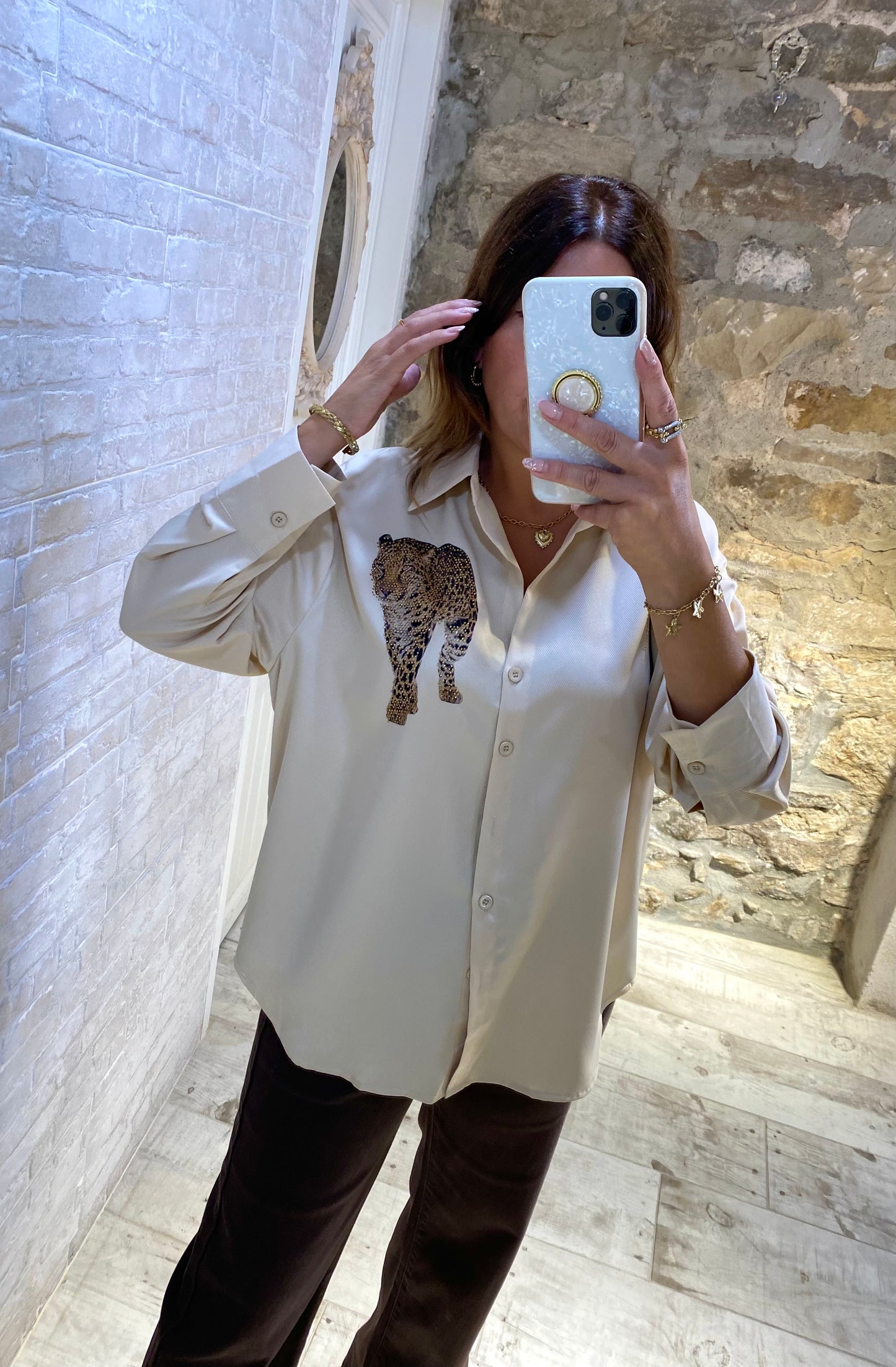 Camisa Beige Tigre - Veronique