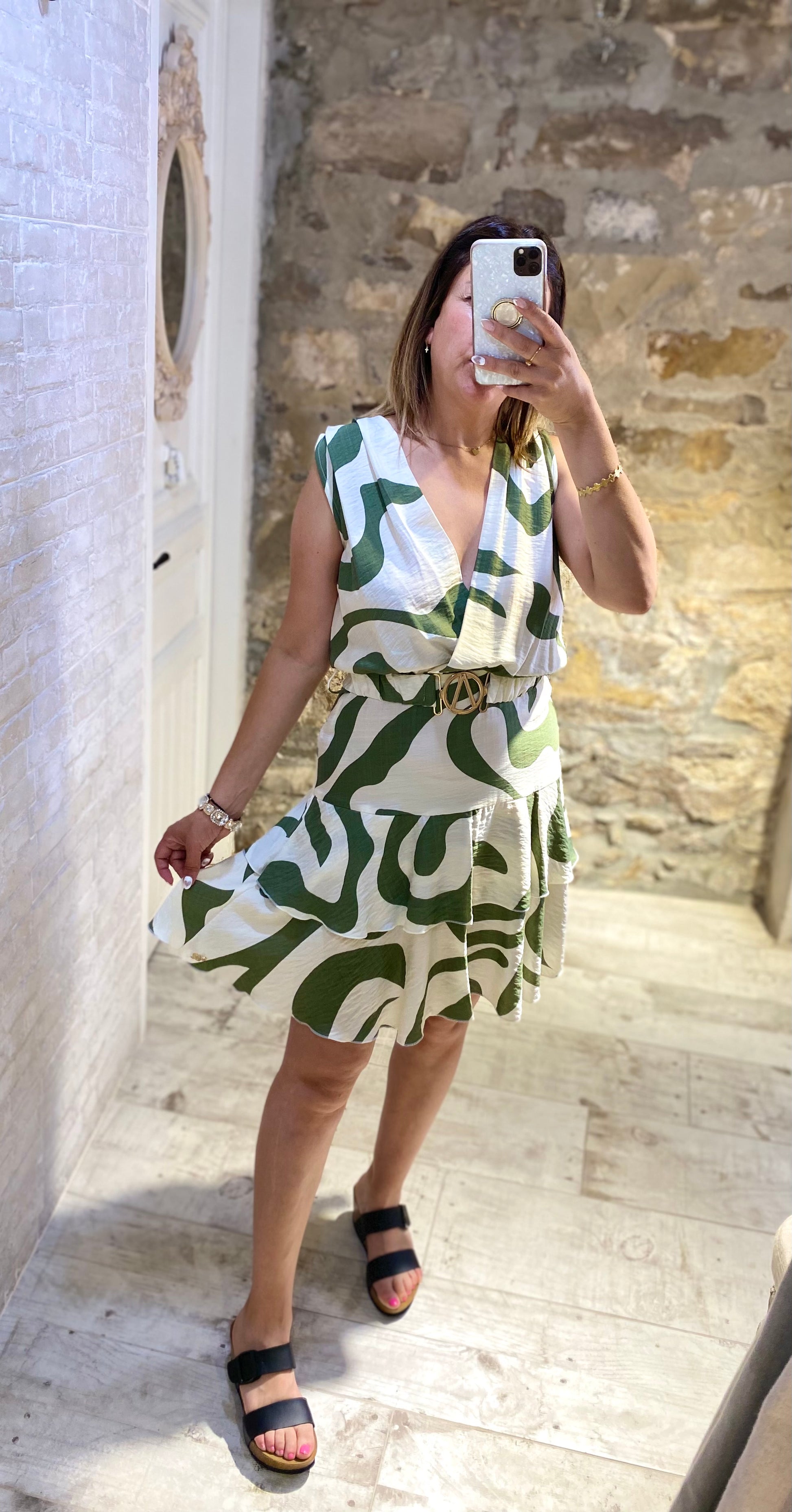 Vestido Estampado con Cinturón - Veronique