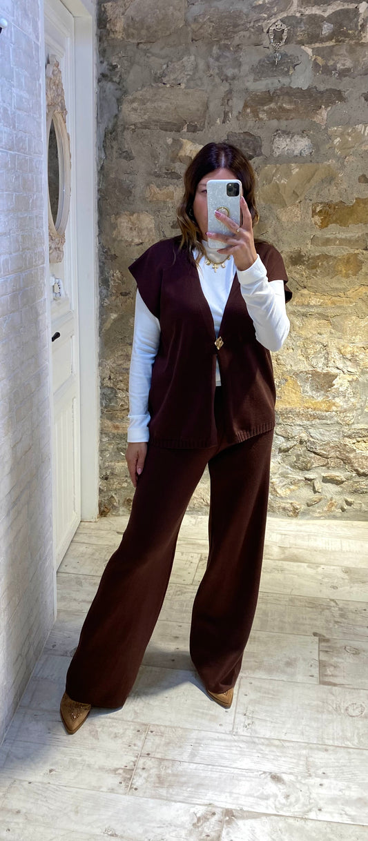 Conjunto Chocolate, chaleco 3 piezas - Veronique